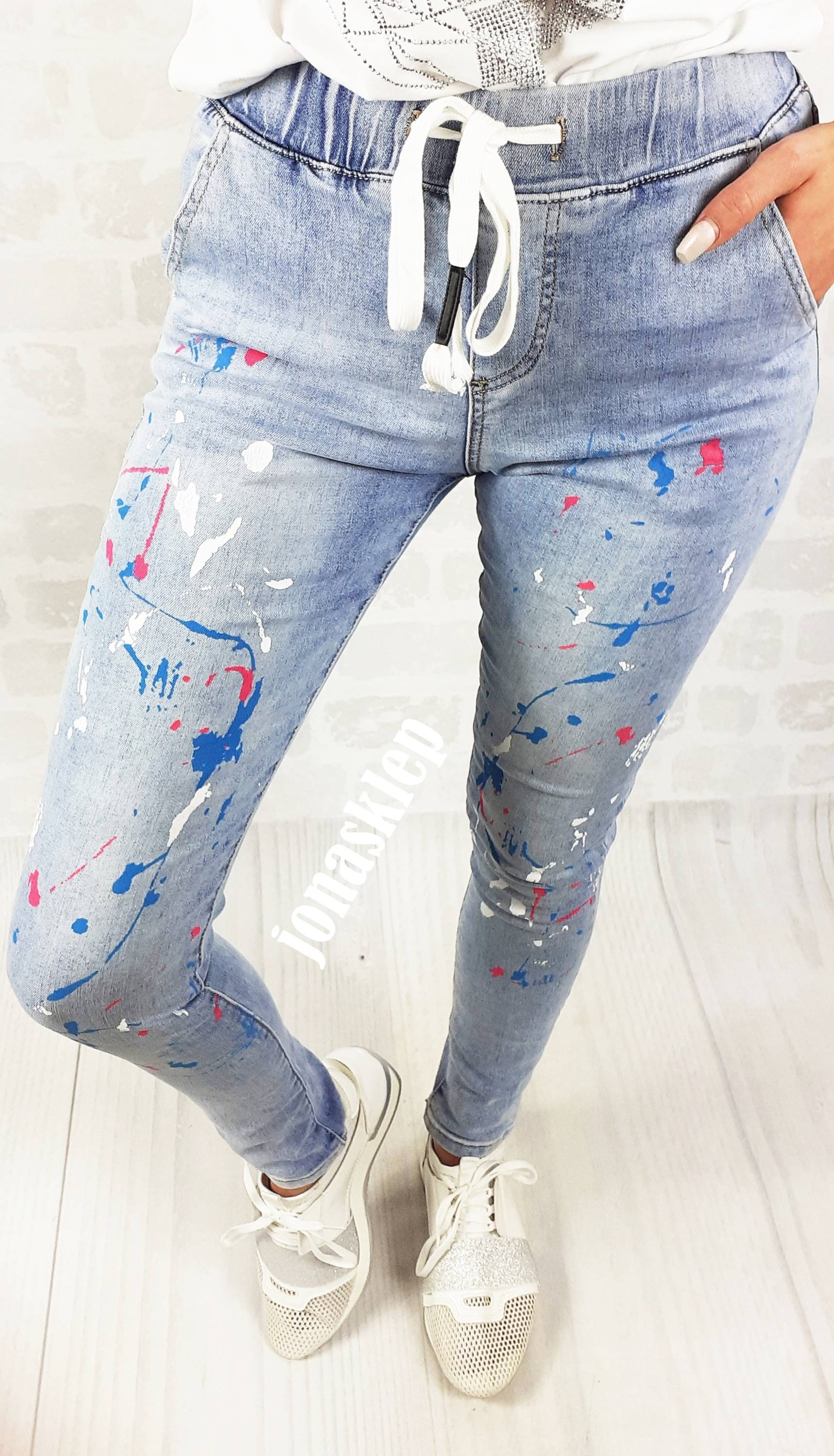 ARTIST JEANSY jasne gumki jogger FARBKI