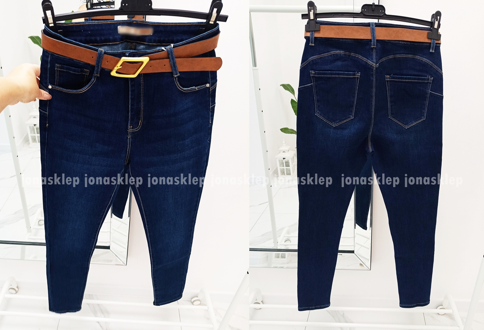 Ciemne jeansy DAMSKIE rurki push up PLUS SIZE