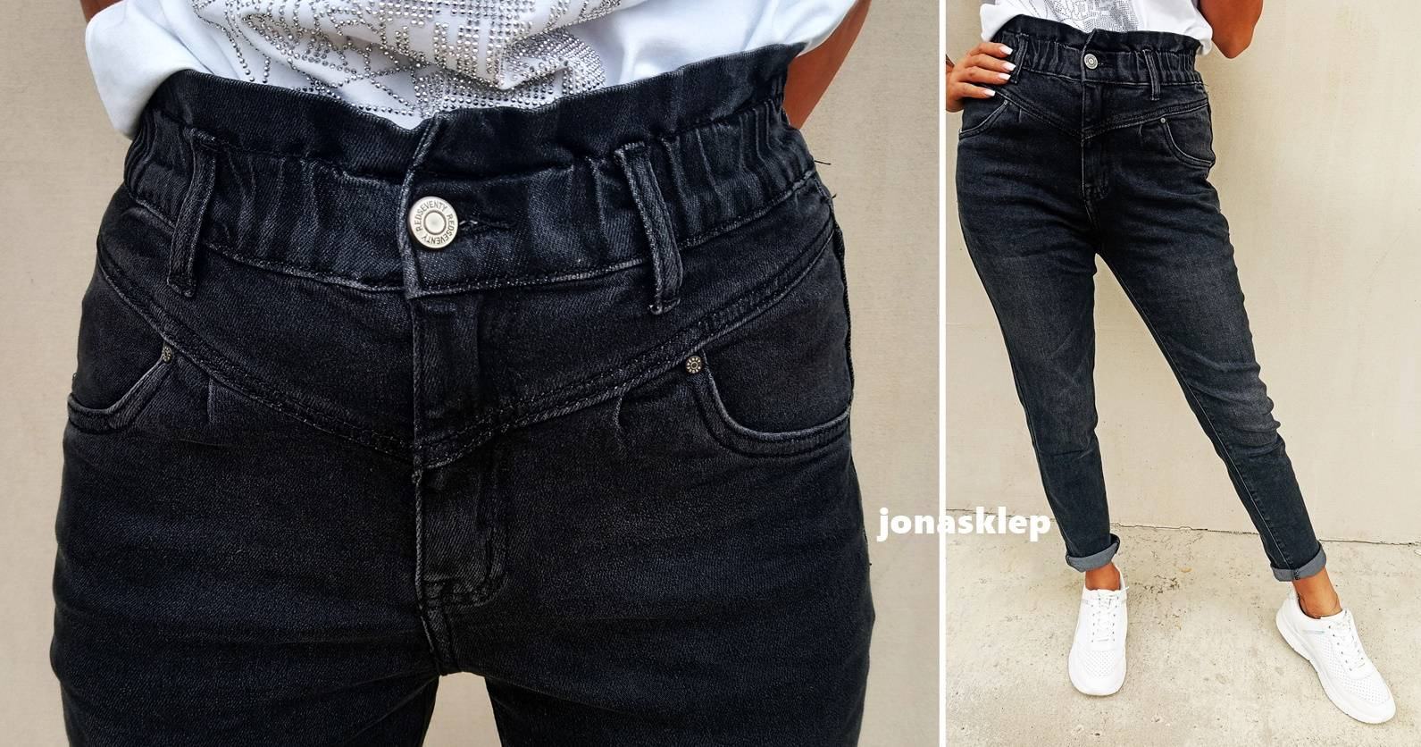 BAGGY JEANS falbanka gray new look LUŹNE