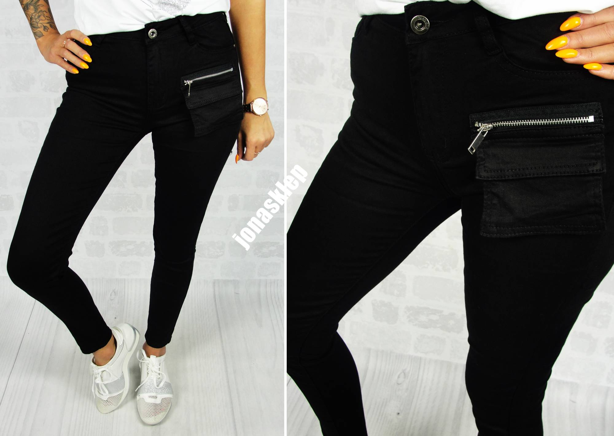 black PUSH UP RURKI czarne rurki SASZETKA