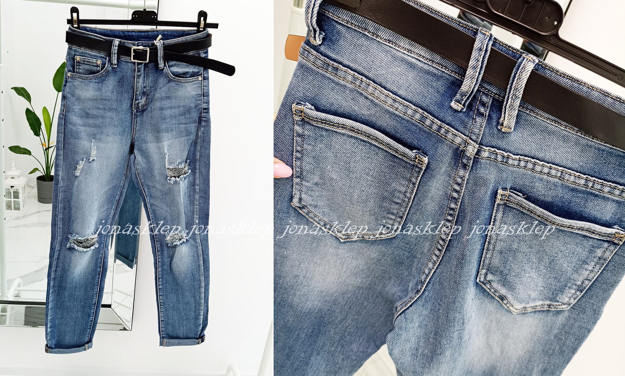 DENIM CASUAL jeansy PRZETARCIA dziury HOLES