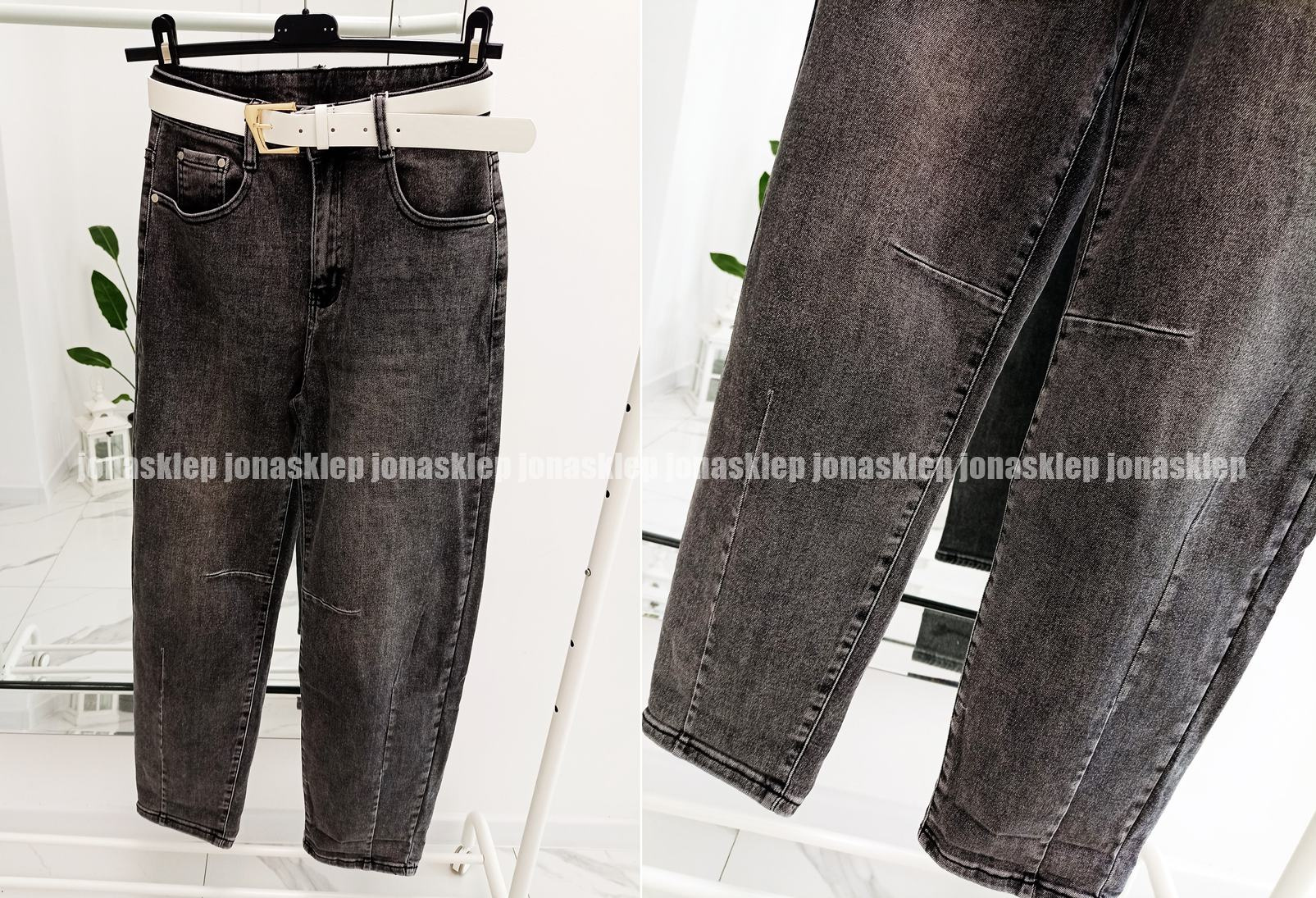 MAYBE mom fit casual ciemne przeszycia PLUS SIZE
