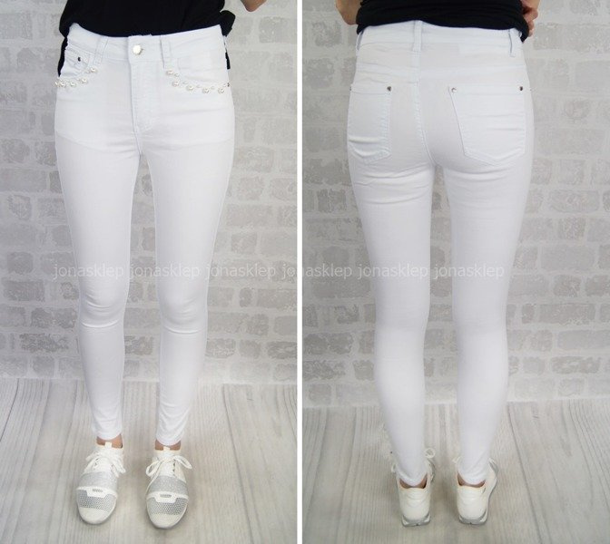 White PEARL BIAŁE RURKI SLIM FIT