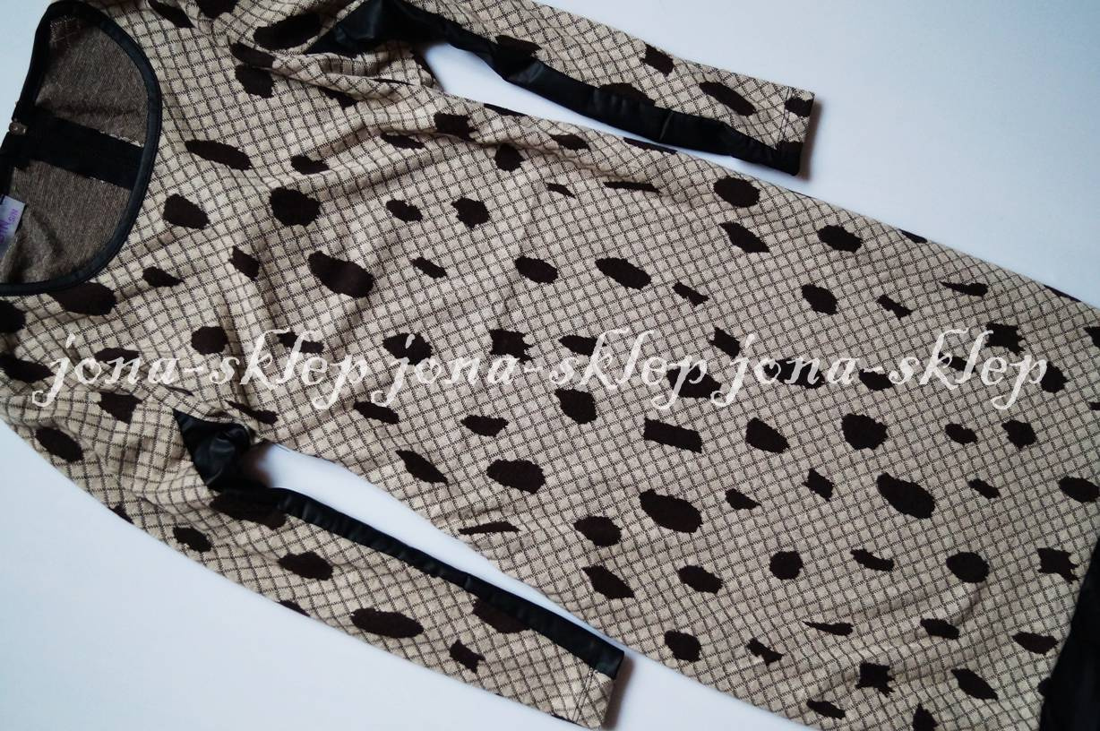 ZJAWISKOWA SUKIENKA SKÓRA LOOK HOT brąz