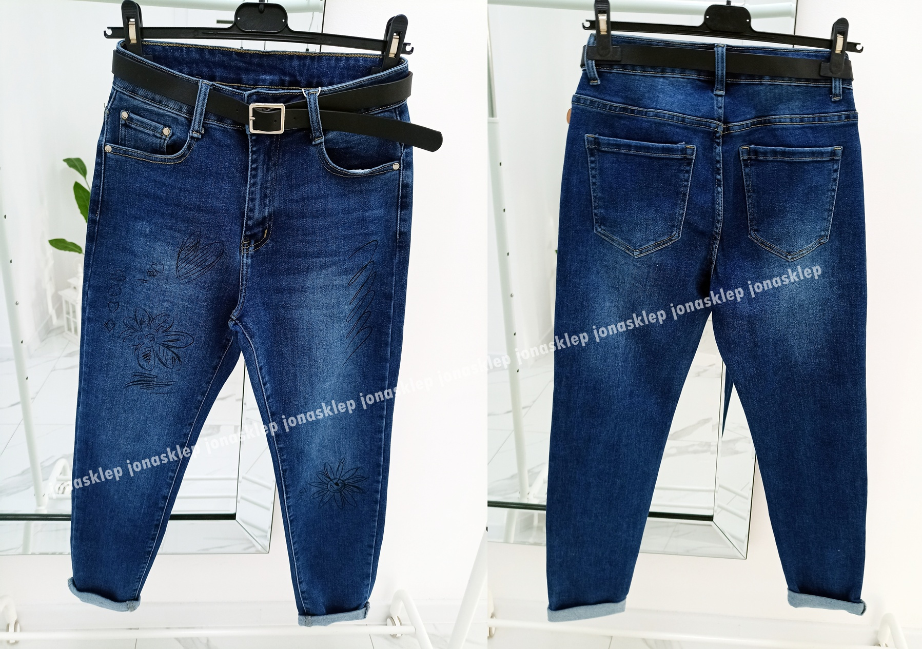 PRINT mom fit casual nadruk BLUE baggy PLUS SIZE