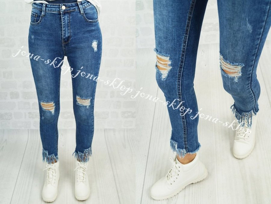 RURKI JEANS DZIURY *** BOHO FRĘDZLE