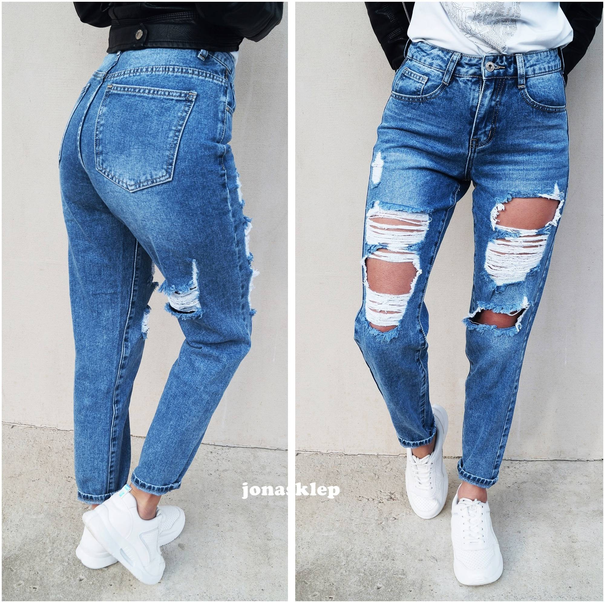 Casual boyfriend z dziurami na tyle HOLES