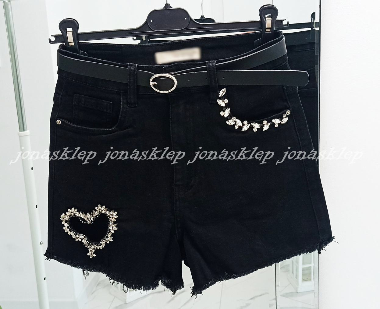 czarne SZORTY premium spodenki SERCE dziury