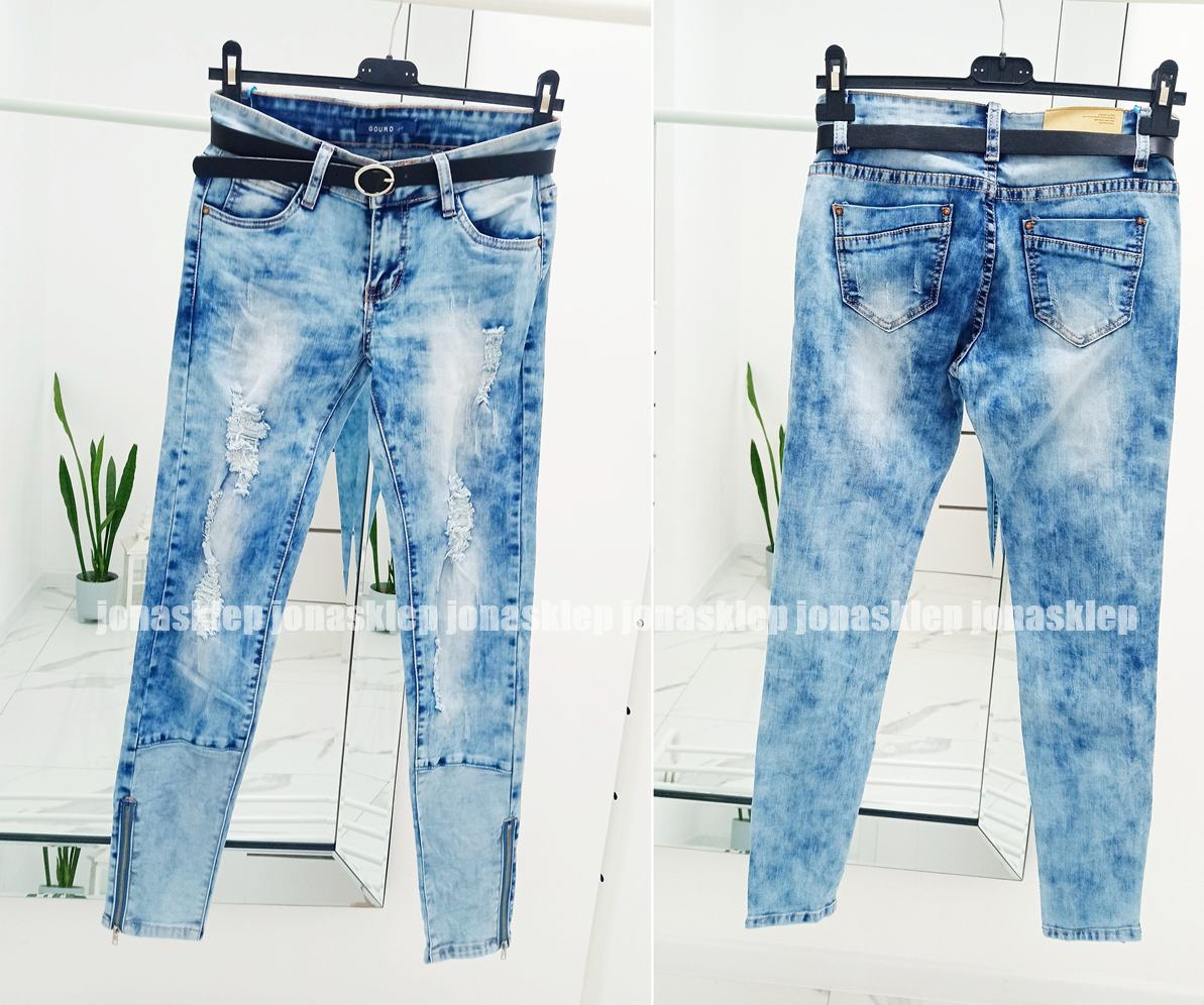 UNIKALNE JEANSY z dziurami ZIP zamki
