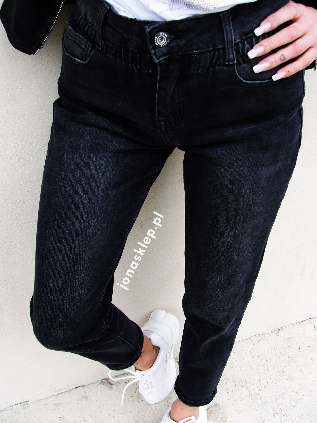 BAGGY JEANS falbanka black new look LUŹNE