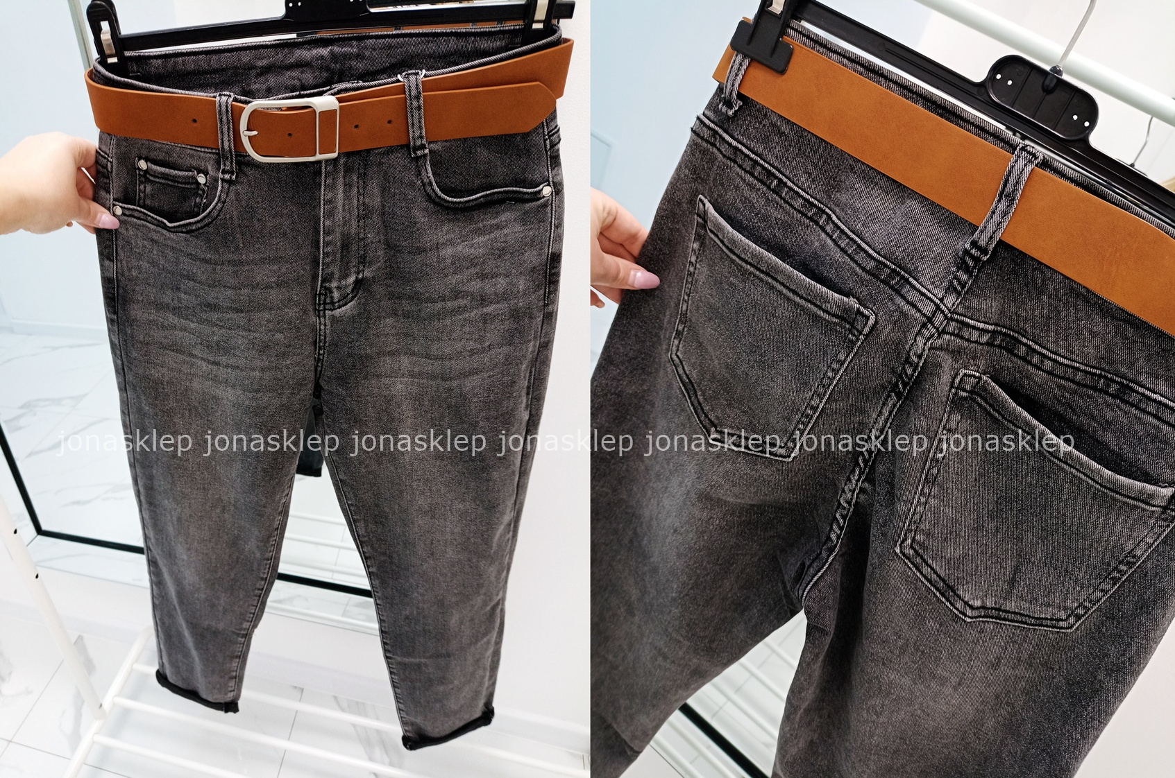 MAYBE mom fit casual GRAY baggy PLUS SIZE pasek