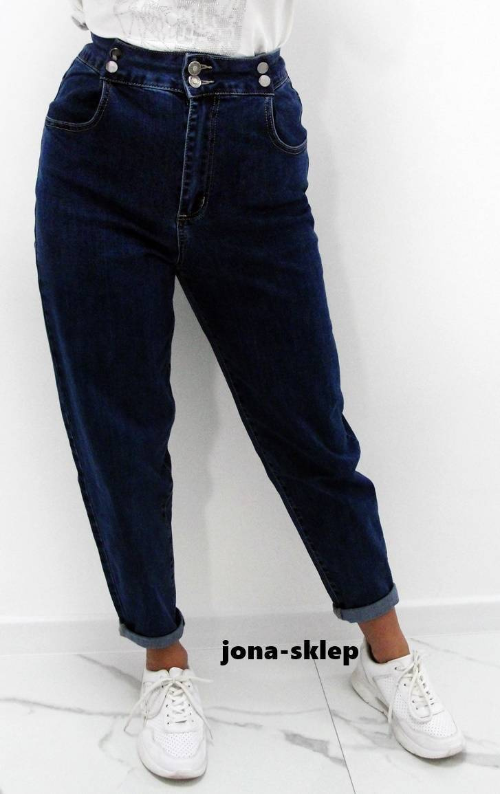 MAYBE mom fit casual blue baggy guziki