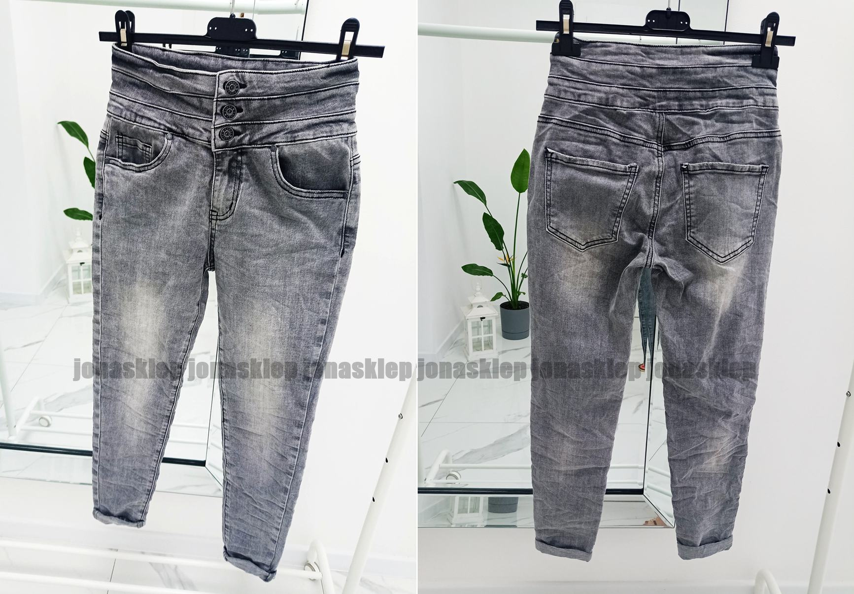 NEW zdobienia JEANS PUSH UP pas gray