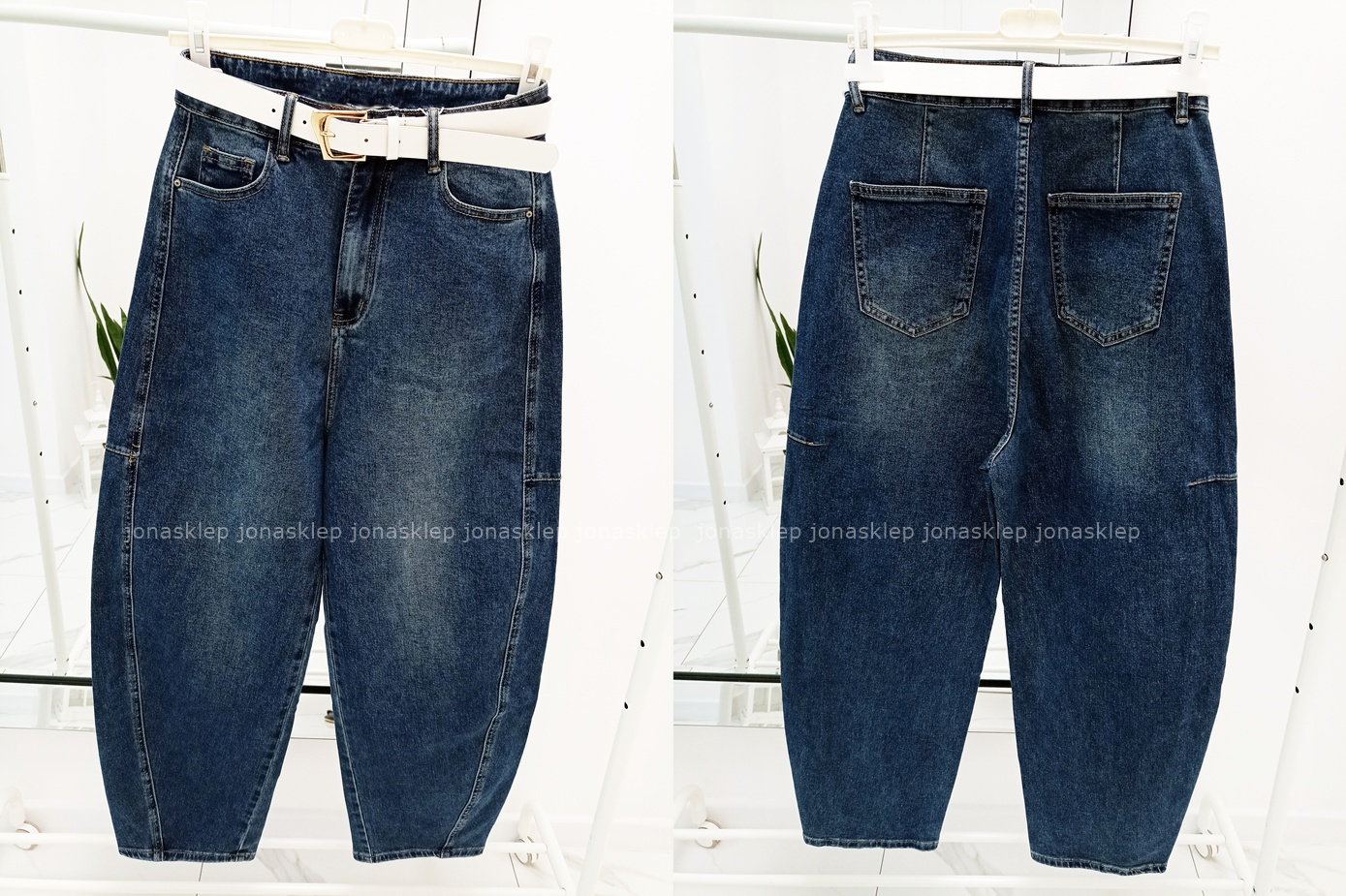 MAYBE mom fit casual ballon dark przeszycia PLUS SIZE