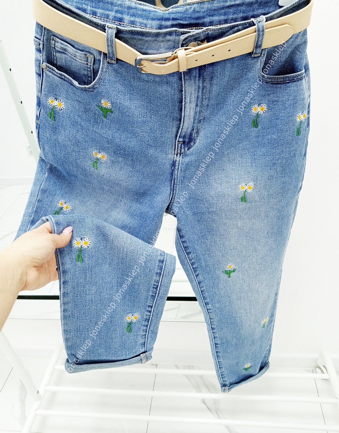 FLOWERS mom fit casual JASNE HAFT PLUS SIZE