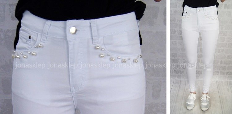 White PEARL BIAŁE RURKI SLIM FIT