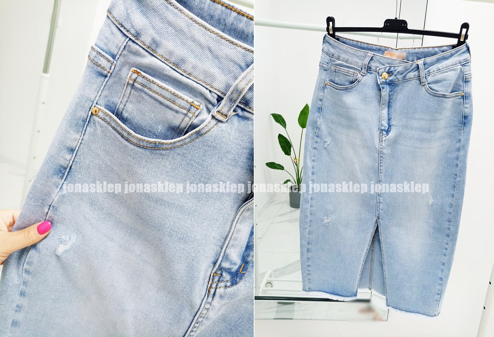 Jeansowa Spódnica MAXI MIDI rozporek plus size