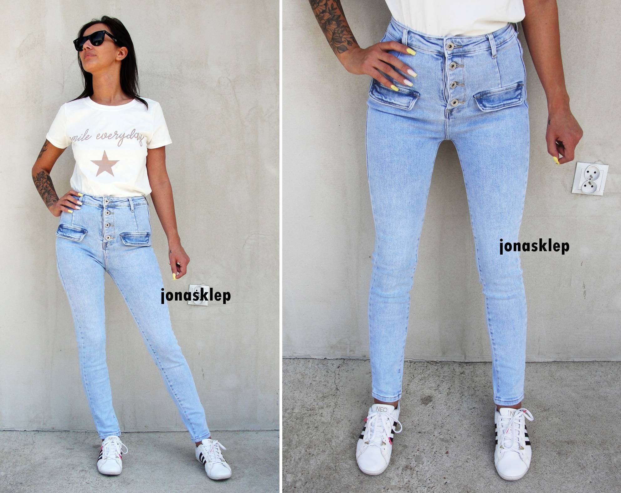 VINTAGE marmur jeansy slim guziki kieszonki