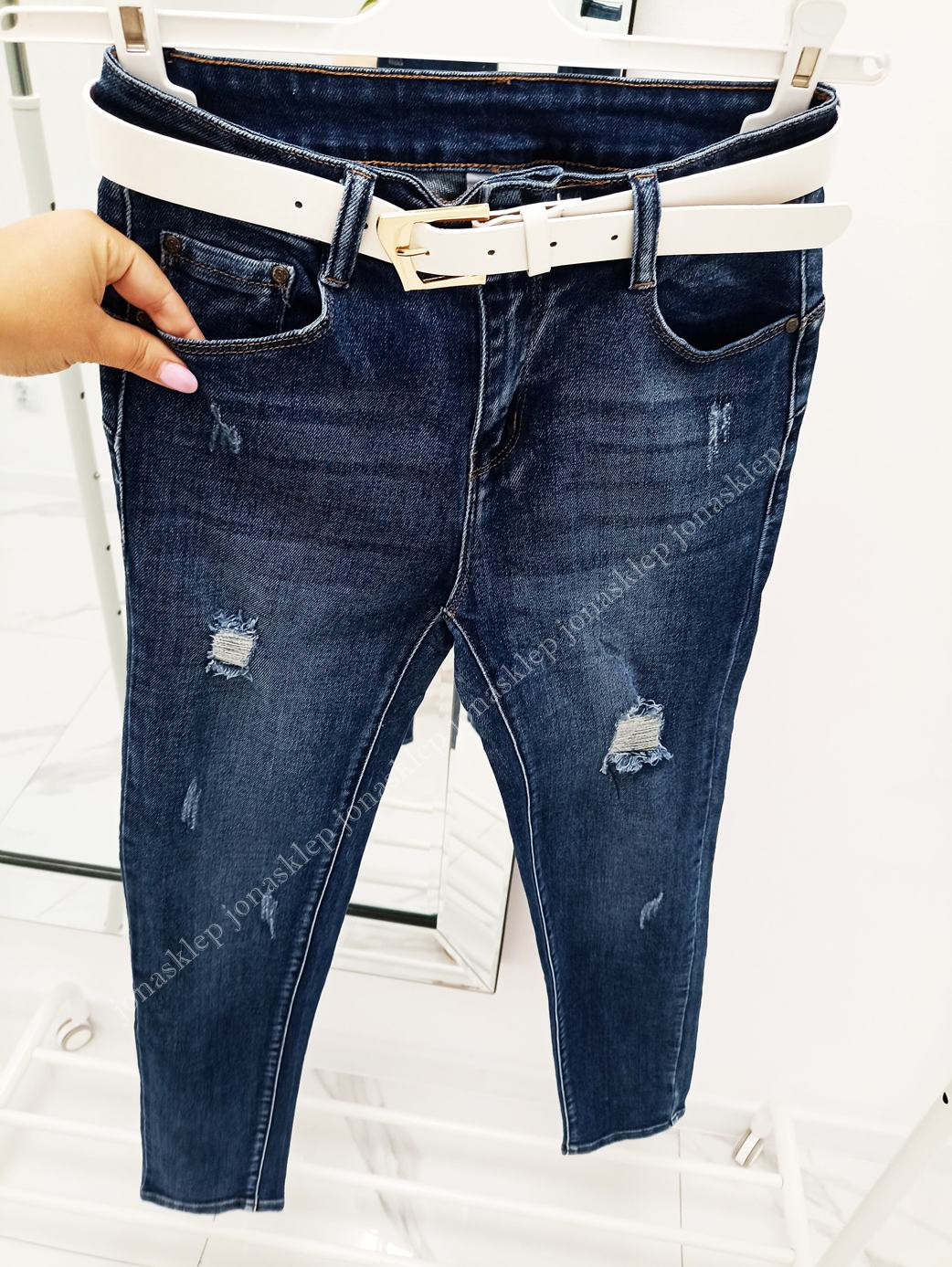 Jeansy damskie DARK dziury PLUS SIZE