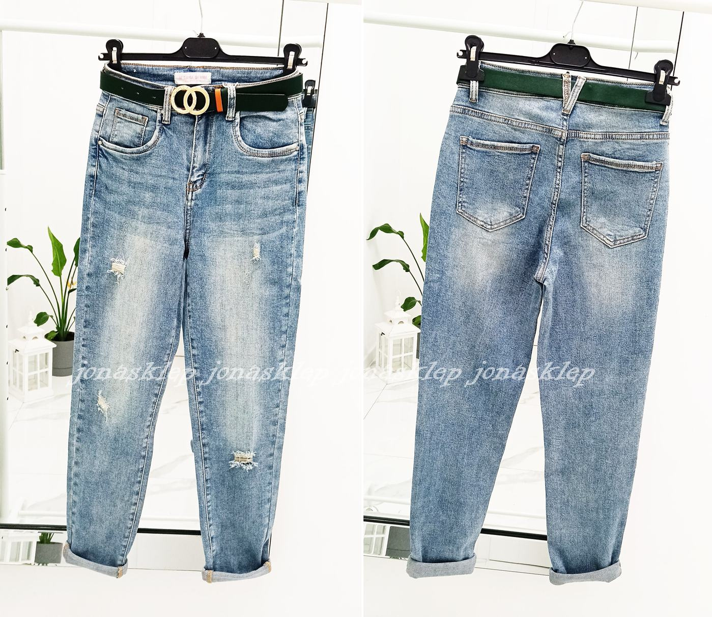 Maybe mom fit casual baggy pasek dziury