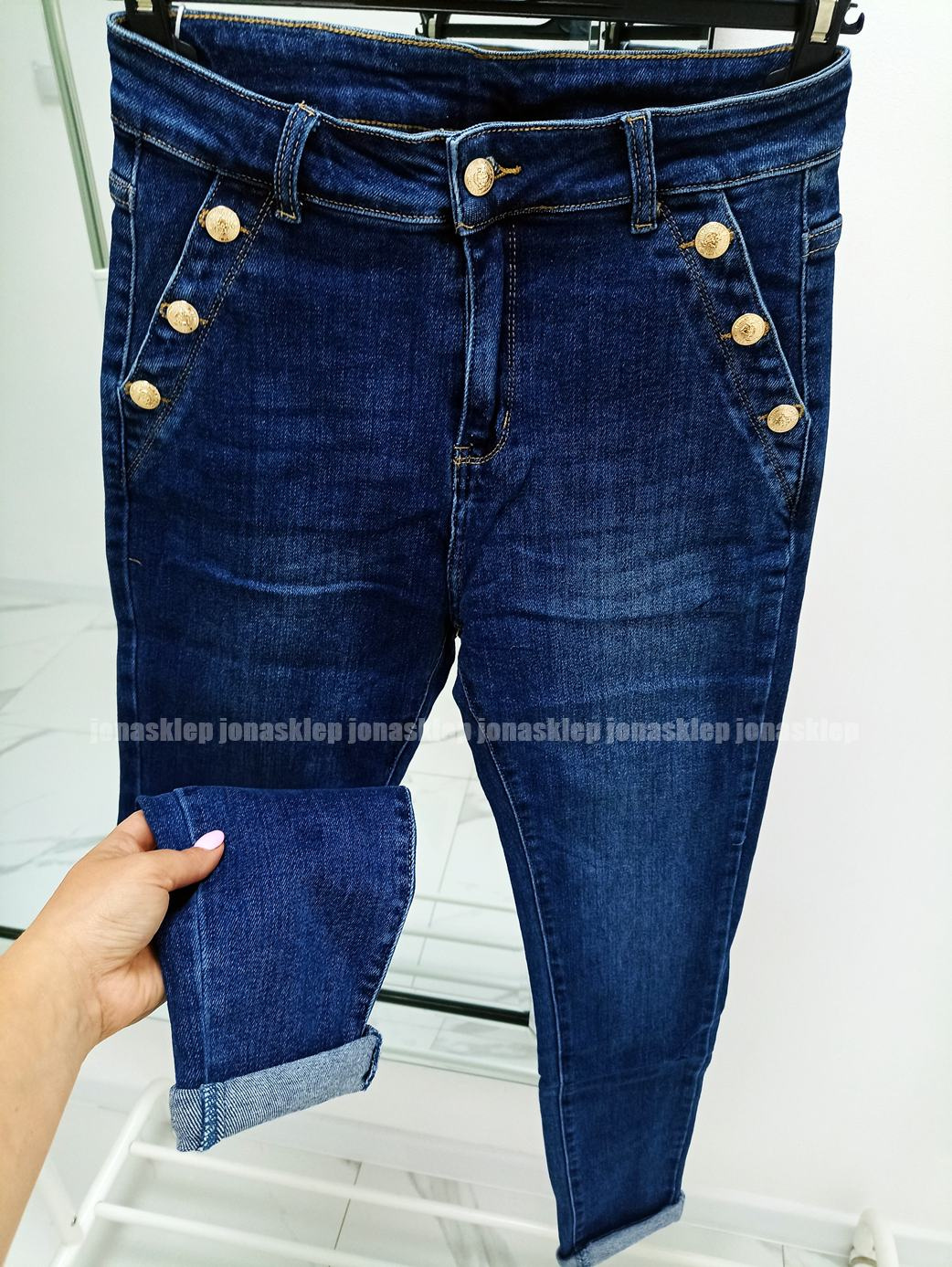 DARK RURKI jeans SLIM FIT guziki BUTTON plus size