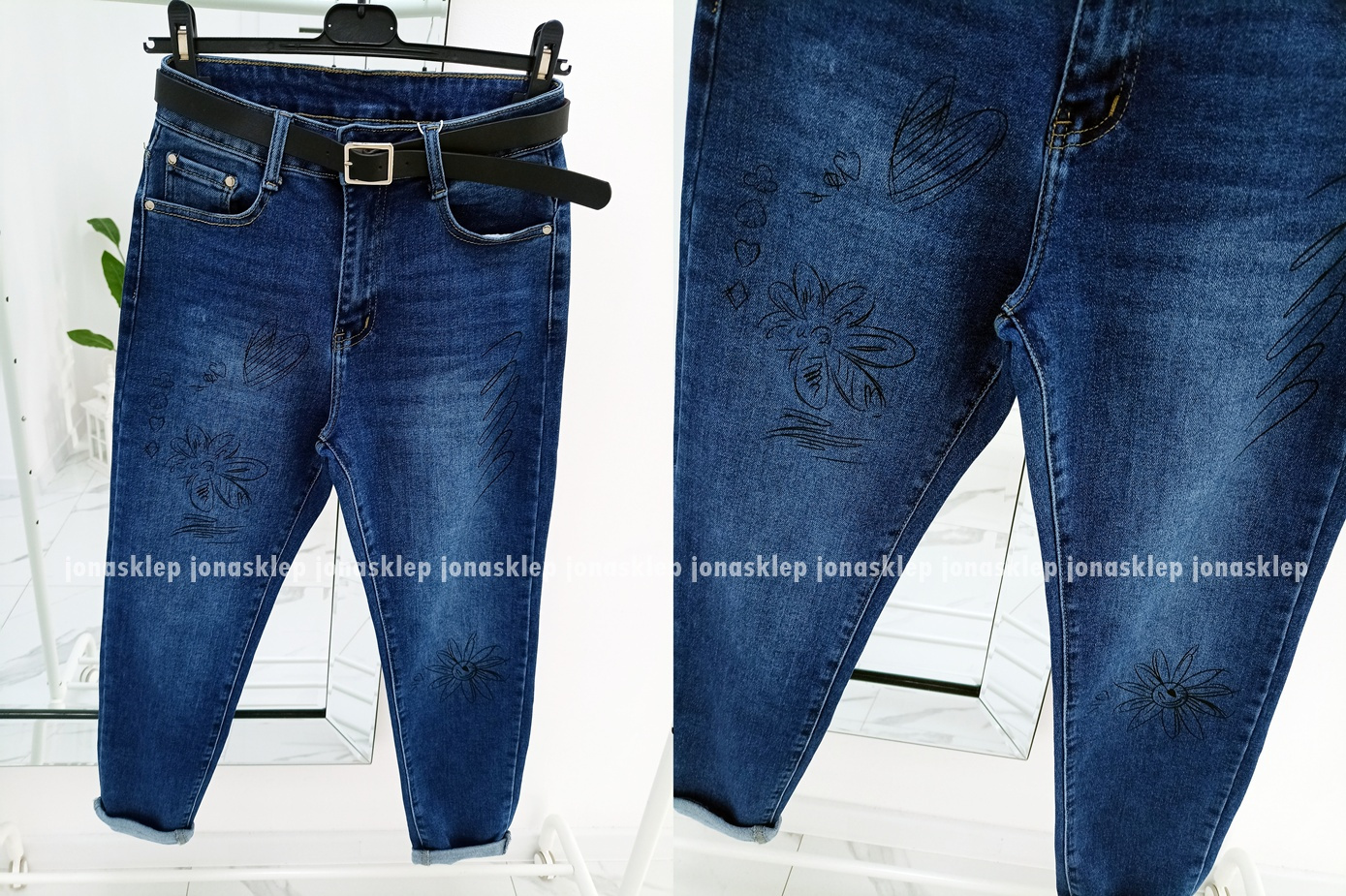 PRINT mom fit casual nadruk BLUE baggy PLUS SIZE