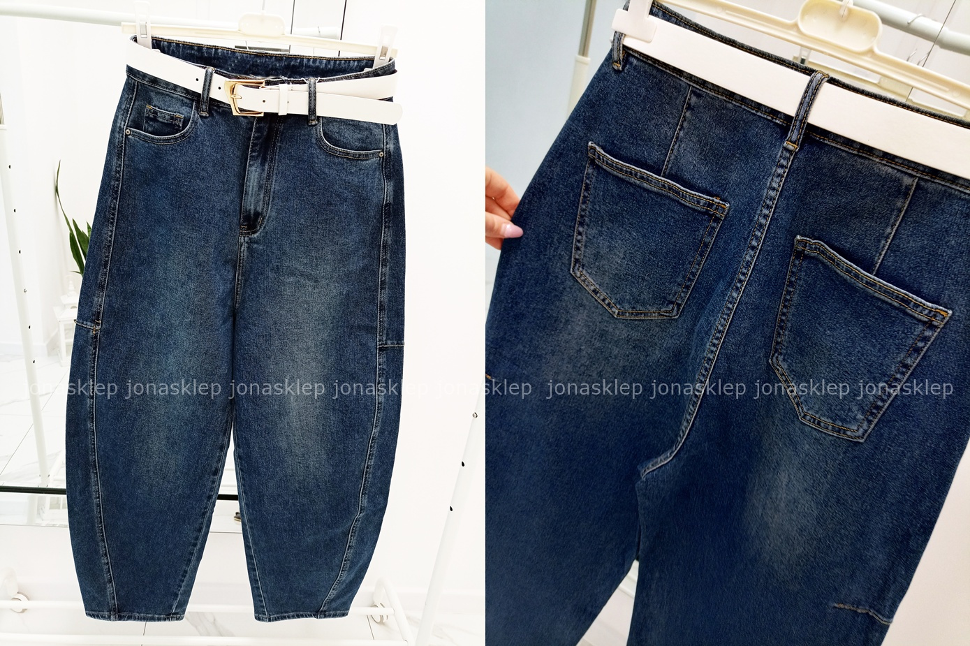 MAYBE mom fit casual ballon dark przeszycia PLUS SIZE