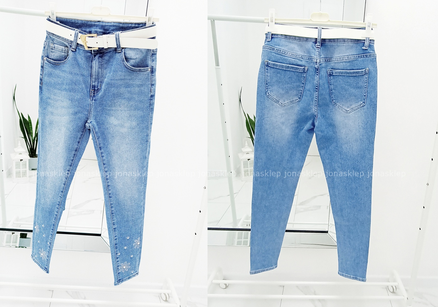 NEW LOOK jasne rurki DŻETY NOGAWKI KWIATY haftPLUS SIZE