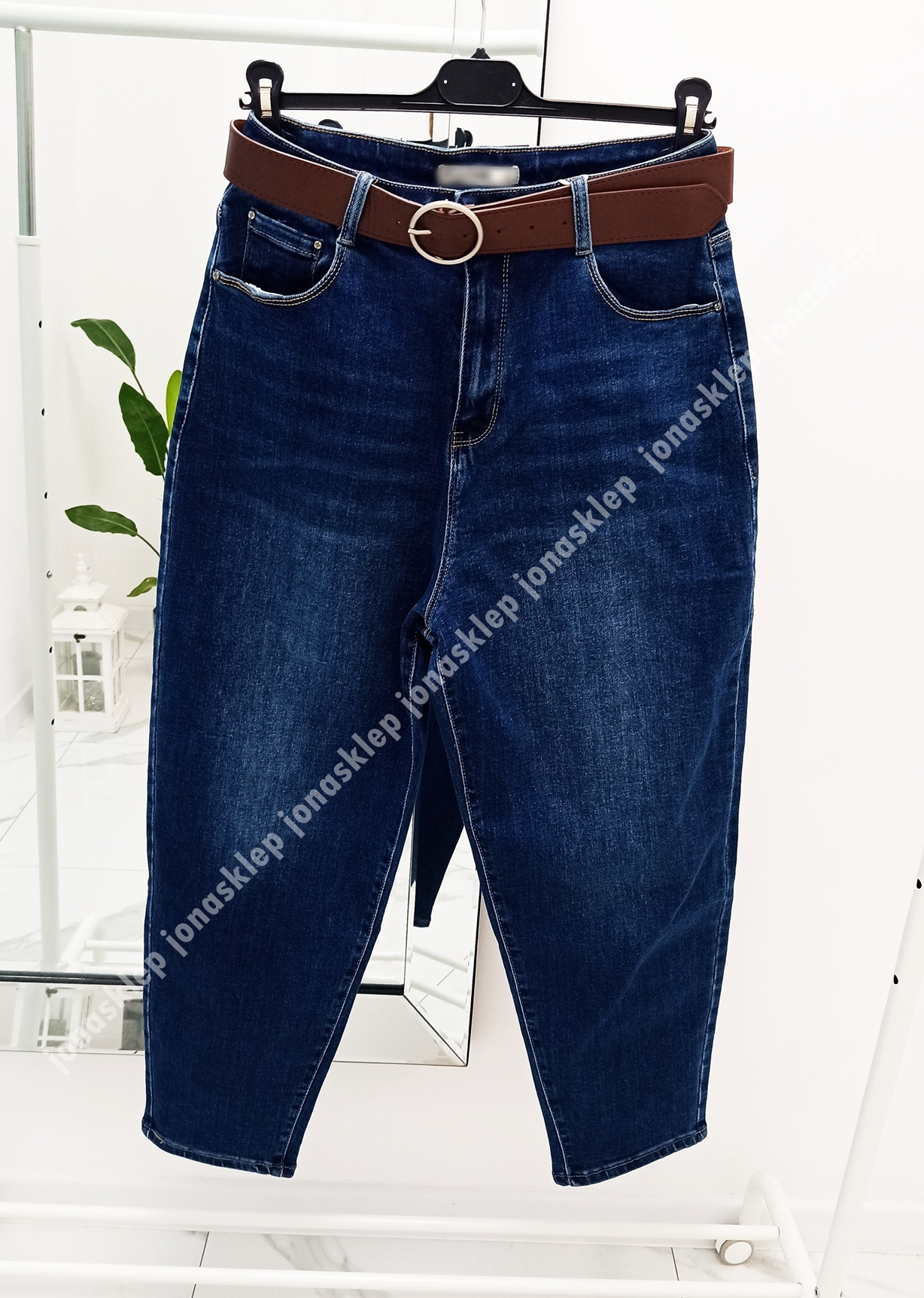 BALLON JEANS casual blue dark PASEK PLUS SIZE