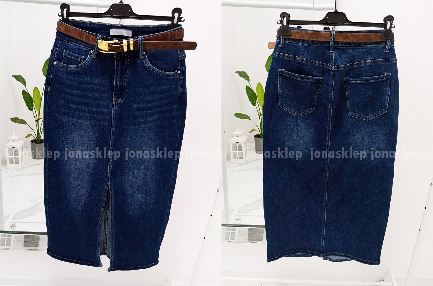 Elegancka jeans Spódnica MAXI MIDI rozporek PLUS SIZE
