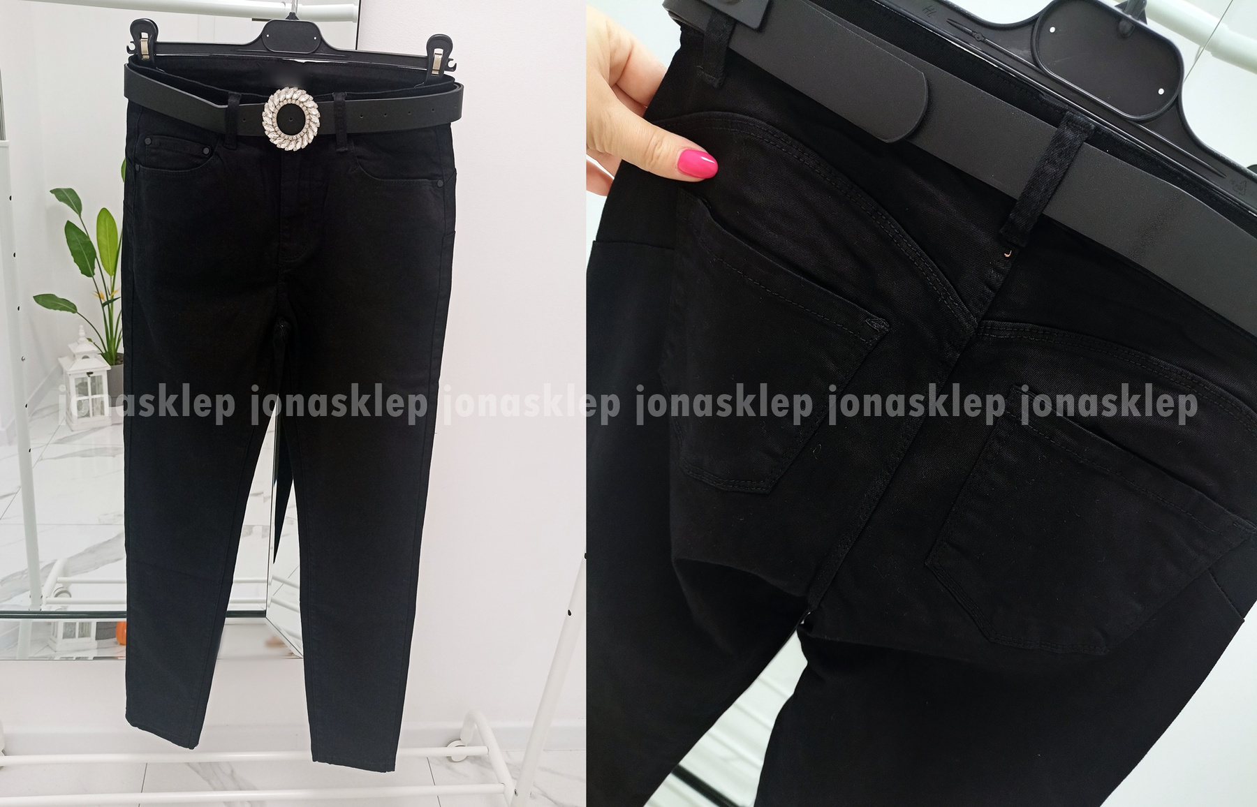 Czarne jeansy damskie BLACK push up PLUS SIZE