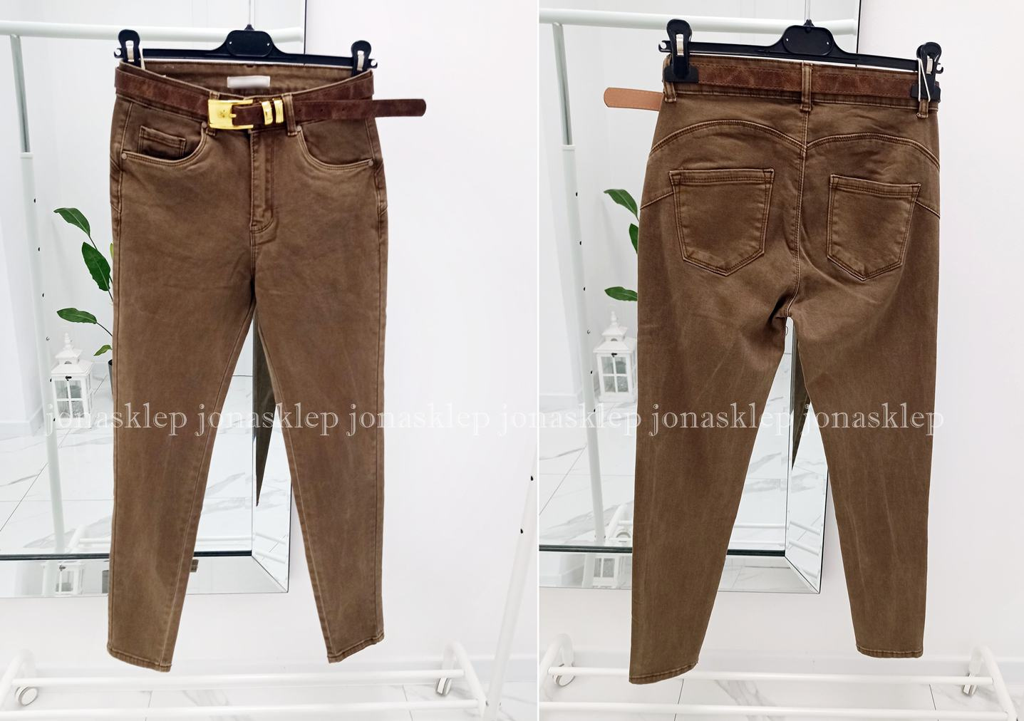Jeansy czekoladowe PUSH UP casual  PLUS SIZE
