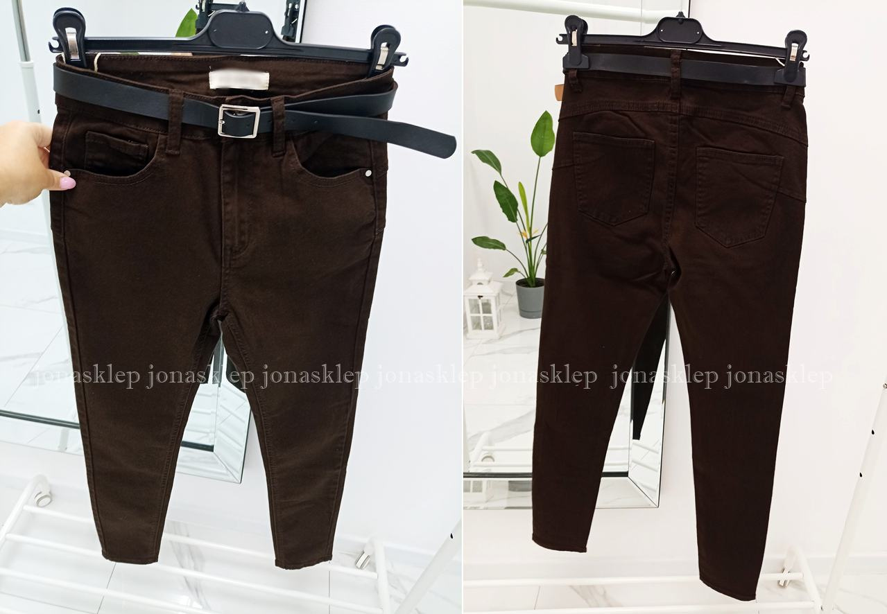 Jeansy czekoladowe PUSH UP casual brown PLUS SIZE
