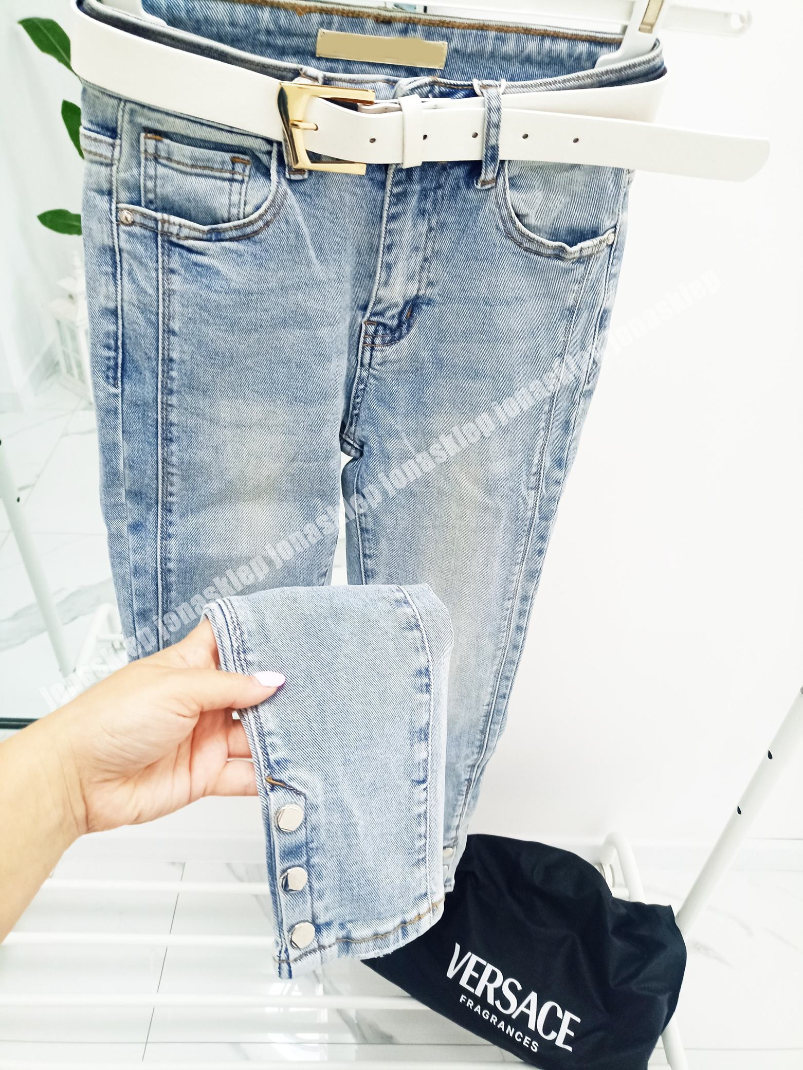 Jasne spodnie SNAPS JEANS napy dżety