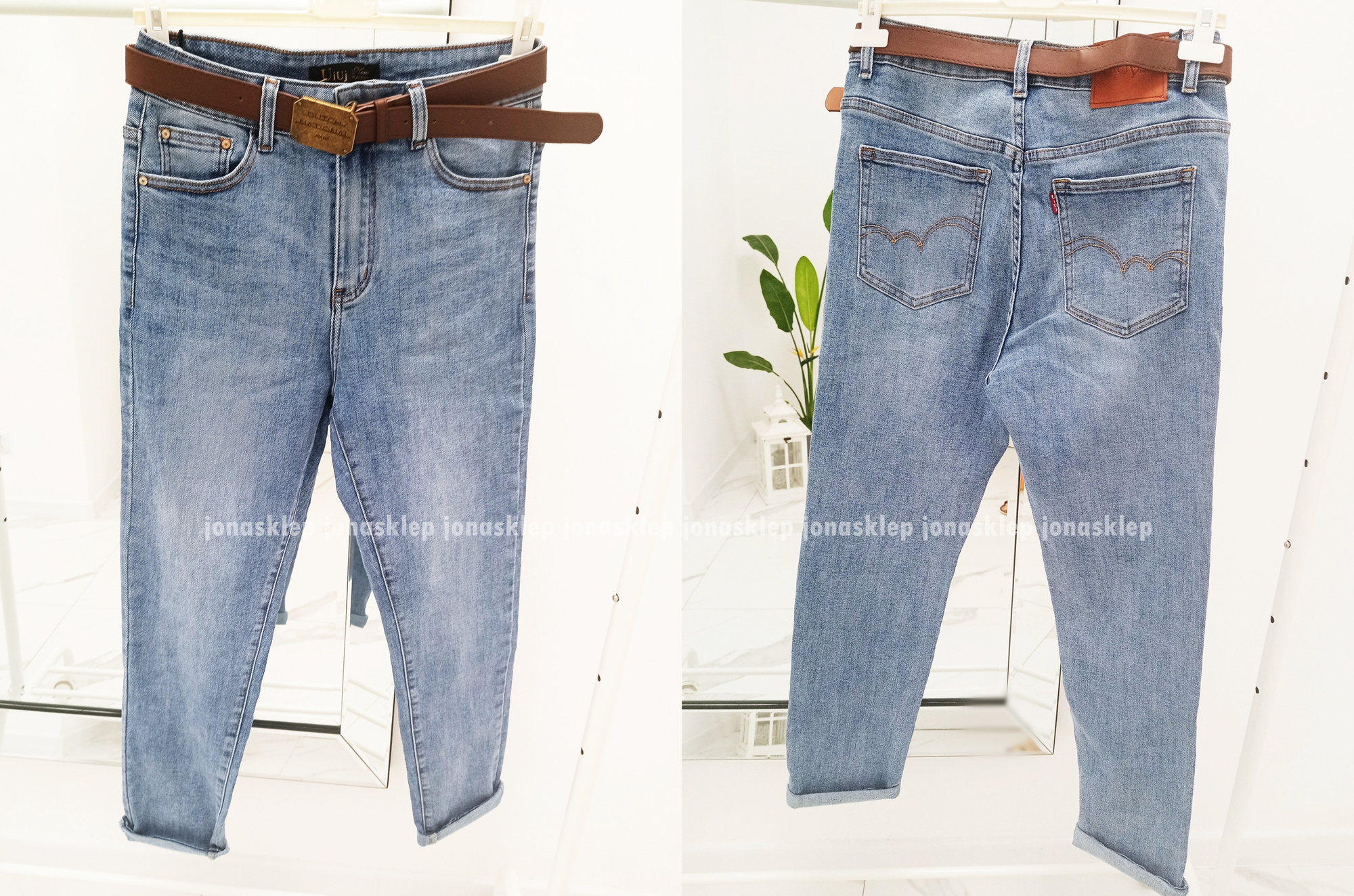 JASNE mom fit casual baggy PLUS SIZE pasek