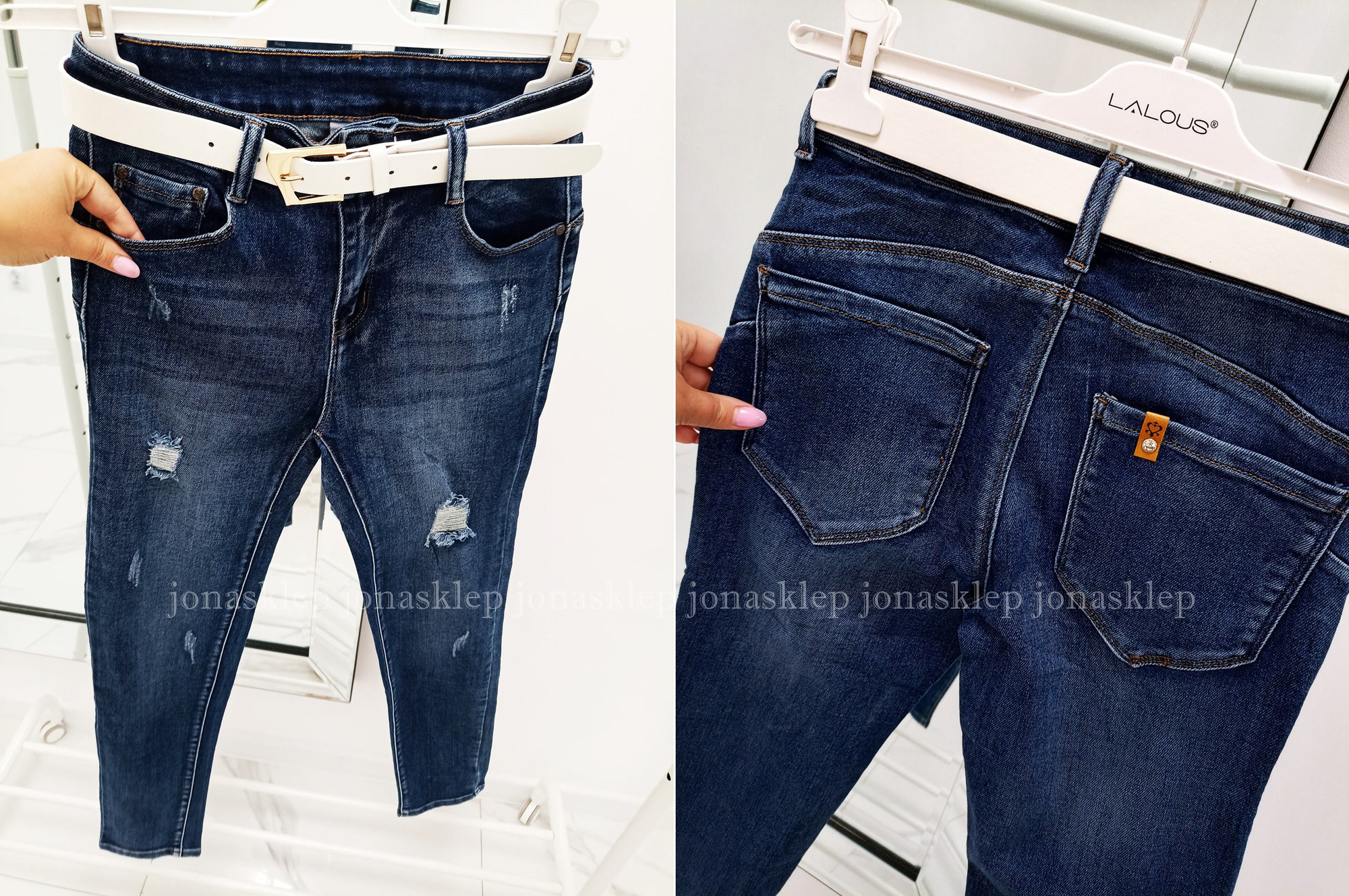 Jeansy damskie DARK dziury PLUS SIZE