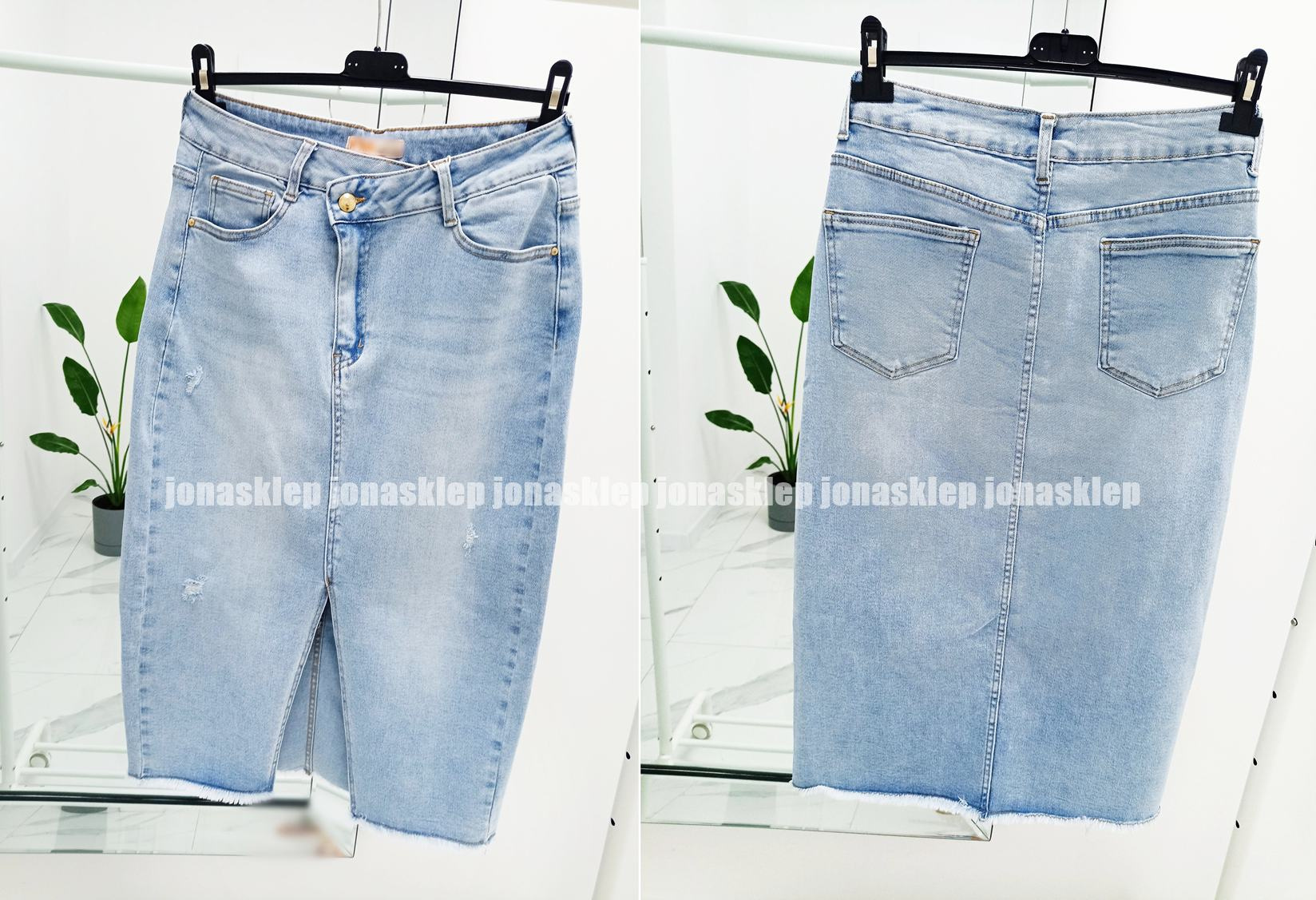 Jeansowa Spódnica MAXI MIDI rozporek plus size