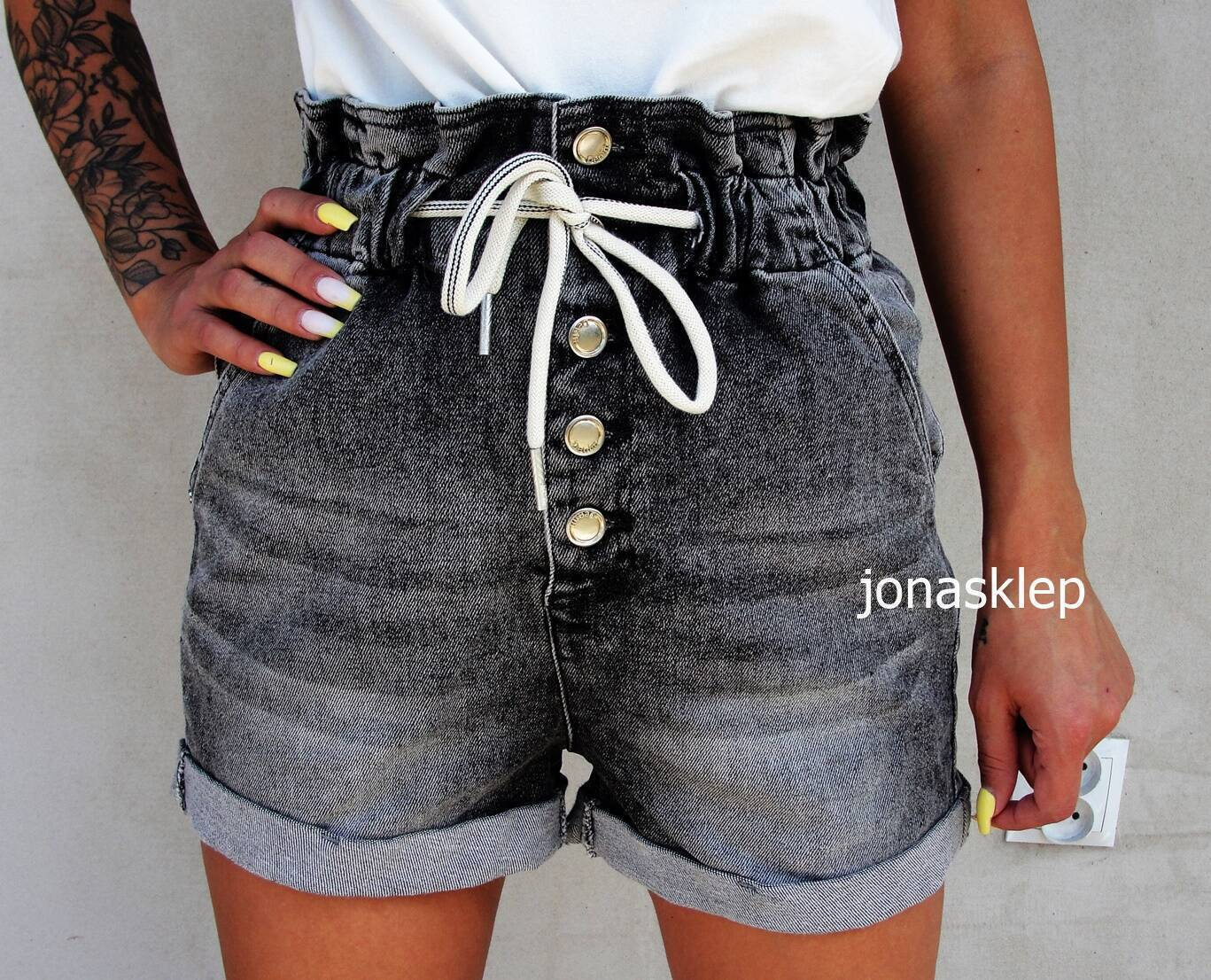 SZORTY TROCZEK luźne VINTAGE gray