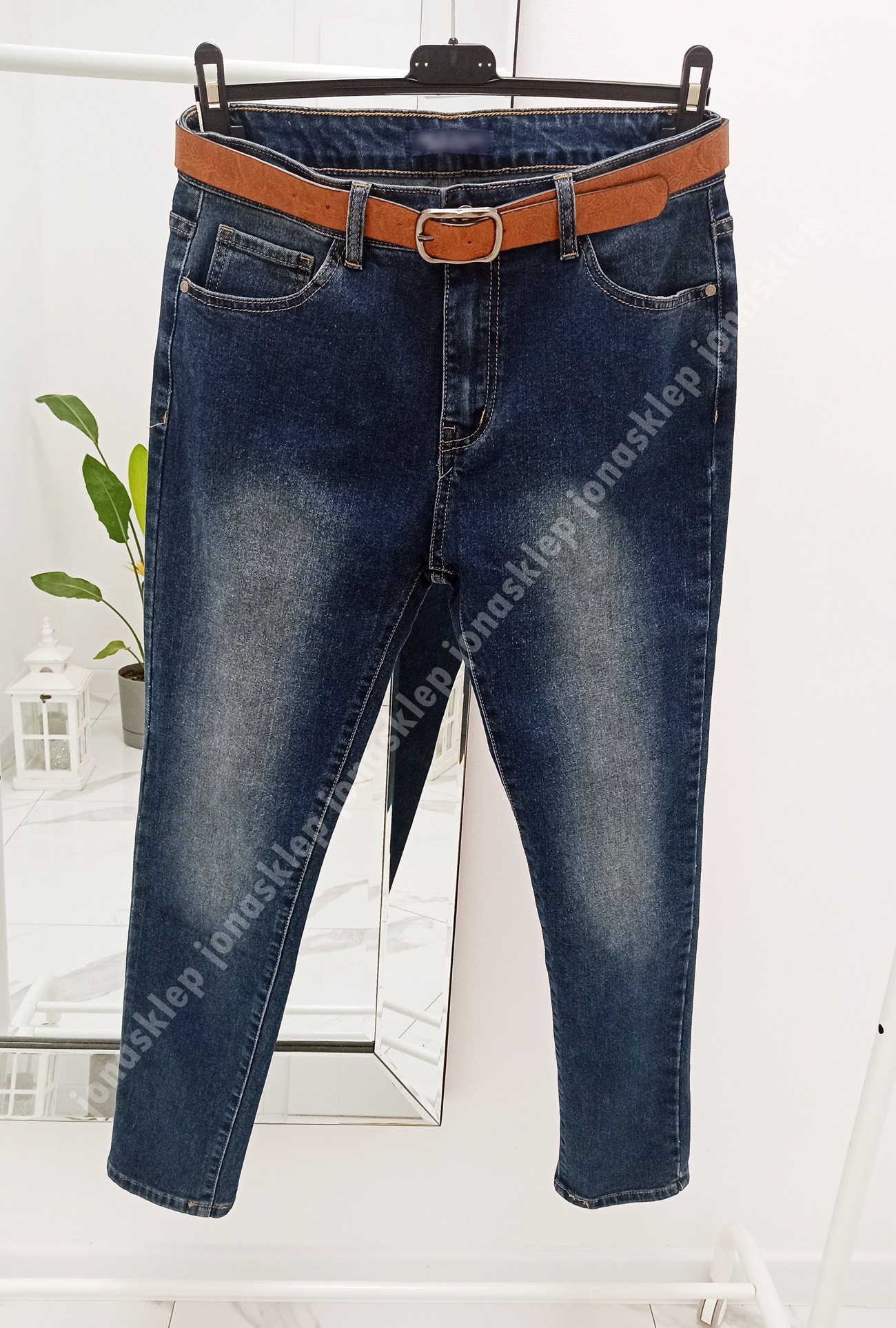 Ciemne spodnie MOM FIT dark  przetarcia PLUS SIZE 
