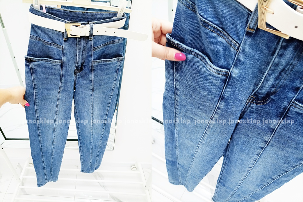 MOM JEANS BLUE przeszycia new look LUŹNE