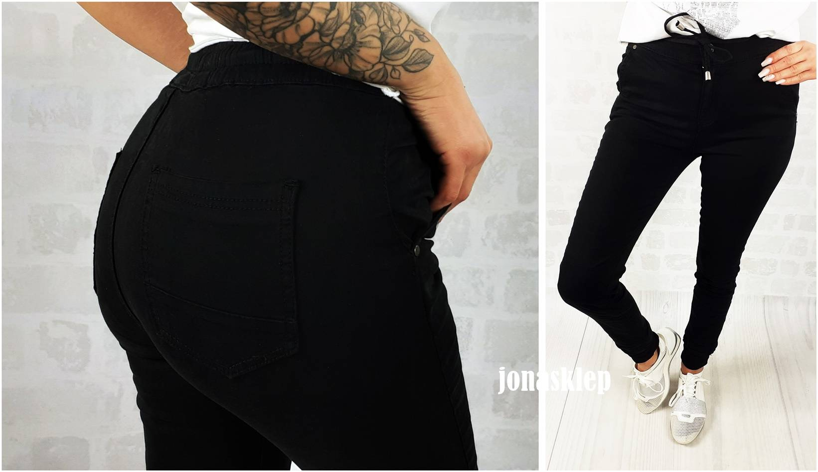 Spodnie gumka joggery ściągacz BLACK