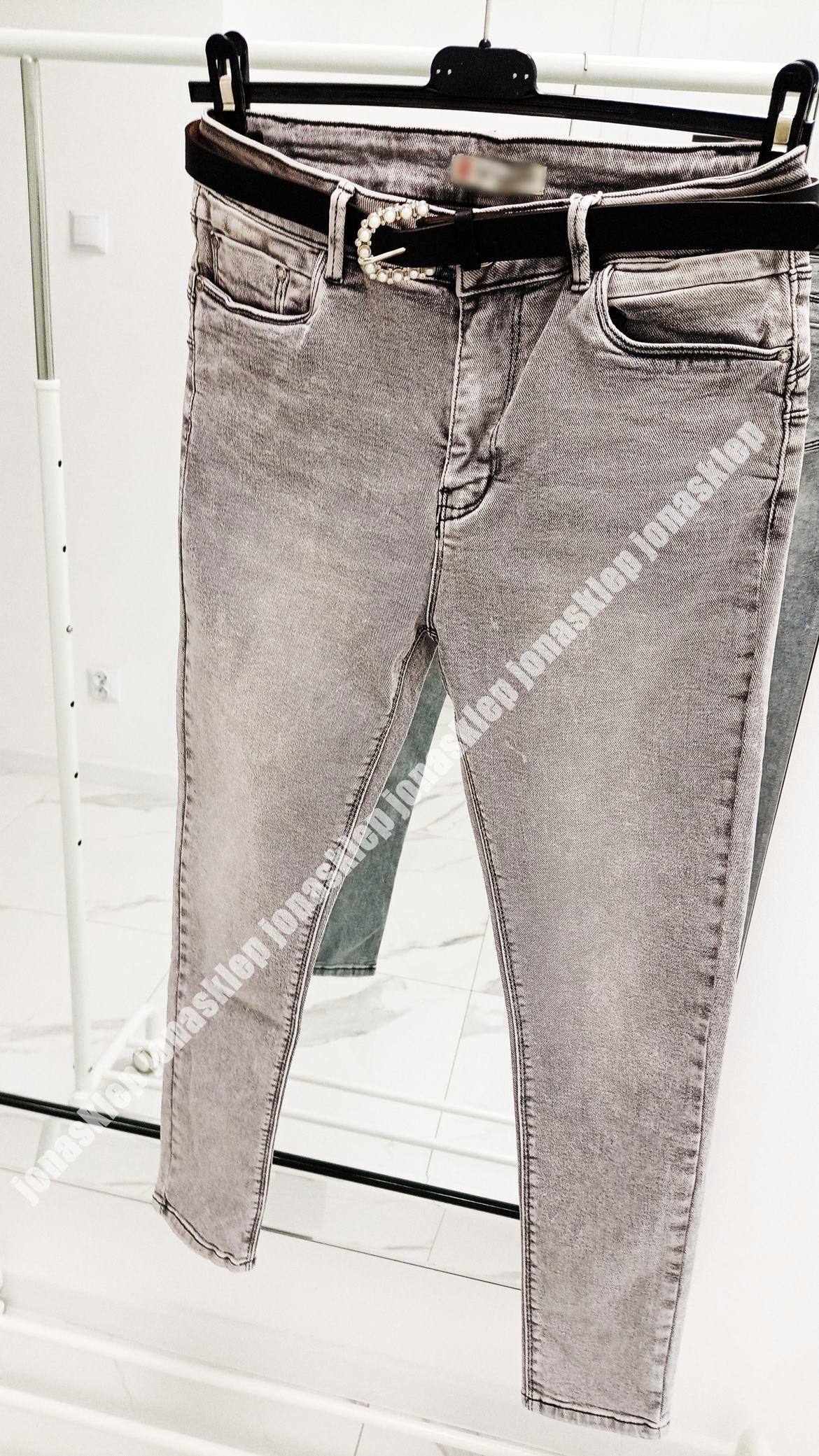 Jeansy Life's gray push up PLUS SIZE pasek