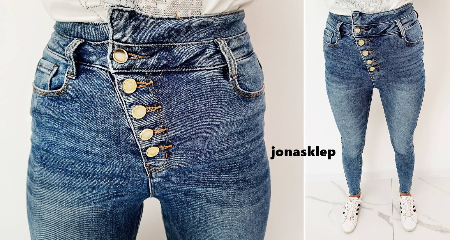 new SLIM FIT jeansy z guzikami WYSOKI STAN