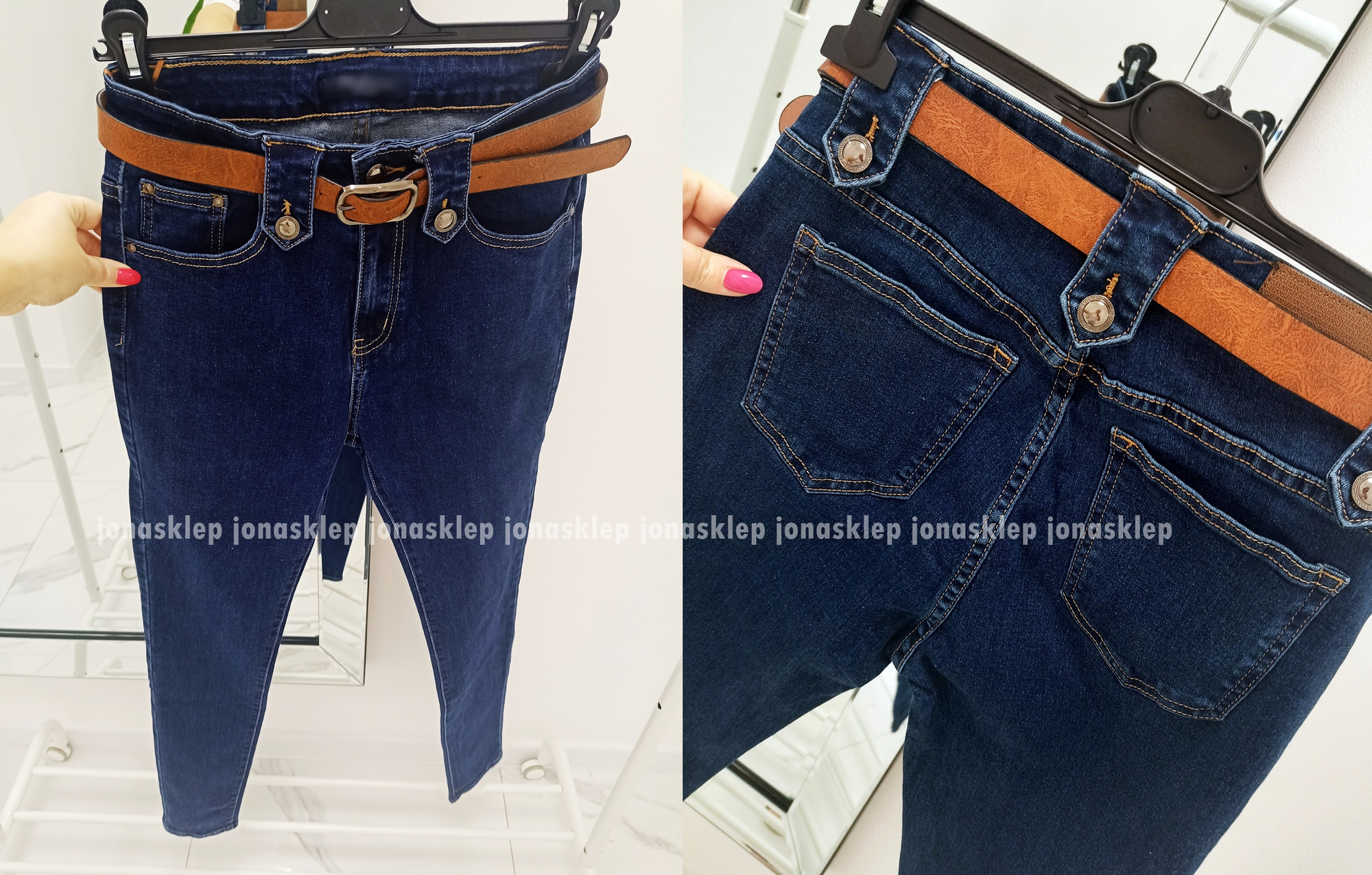 Jeansy klamry DAMSKIE rurki push up  PLUS SIZE