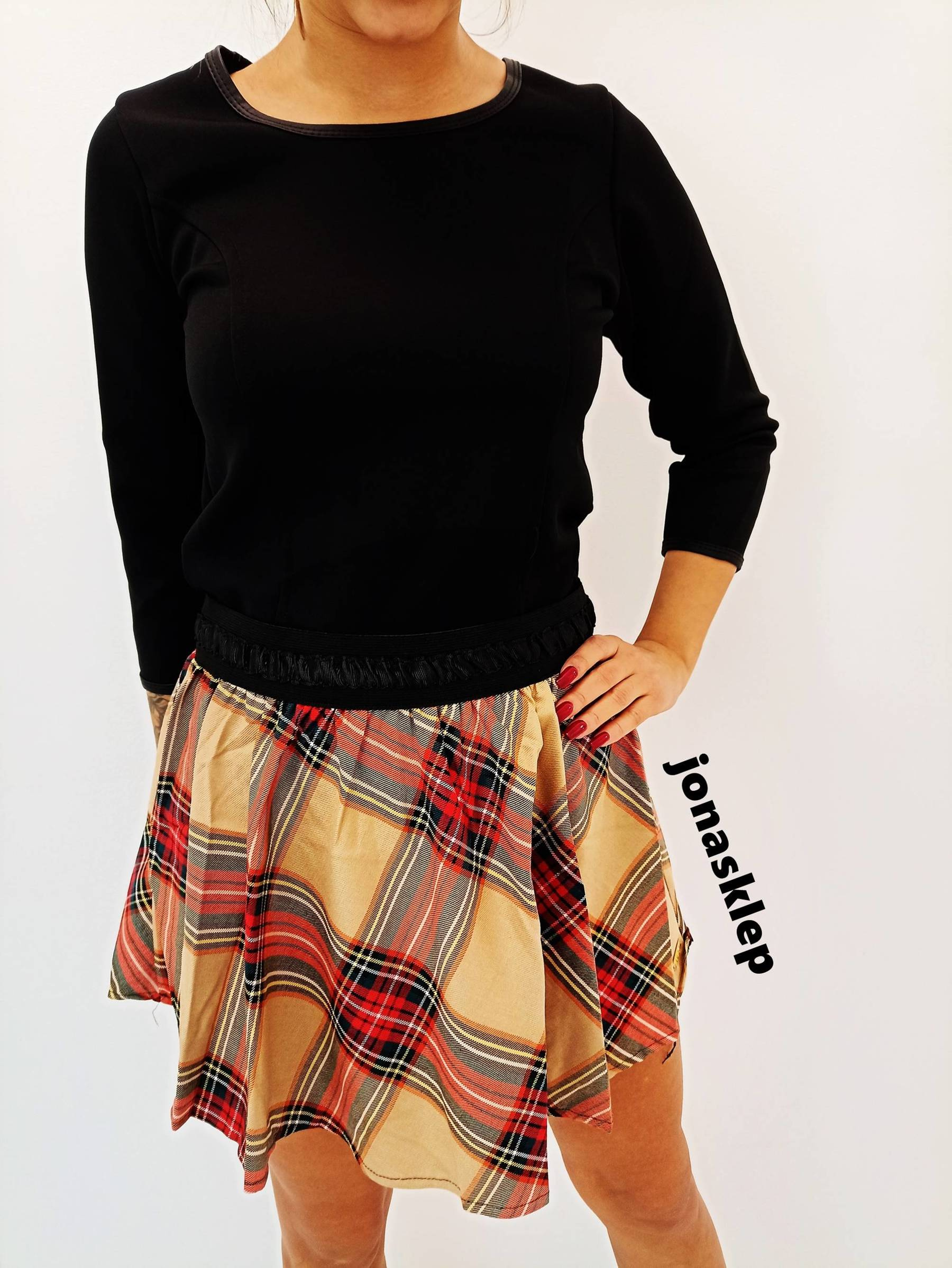 ZJAWISKOWA SUKIENKA SKÓRA LOOK HOT brąz