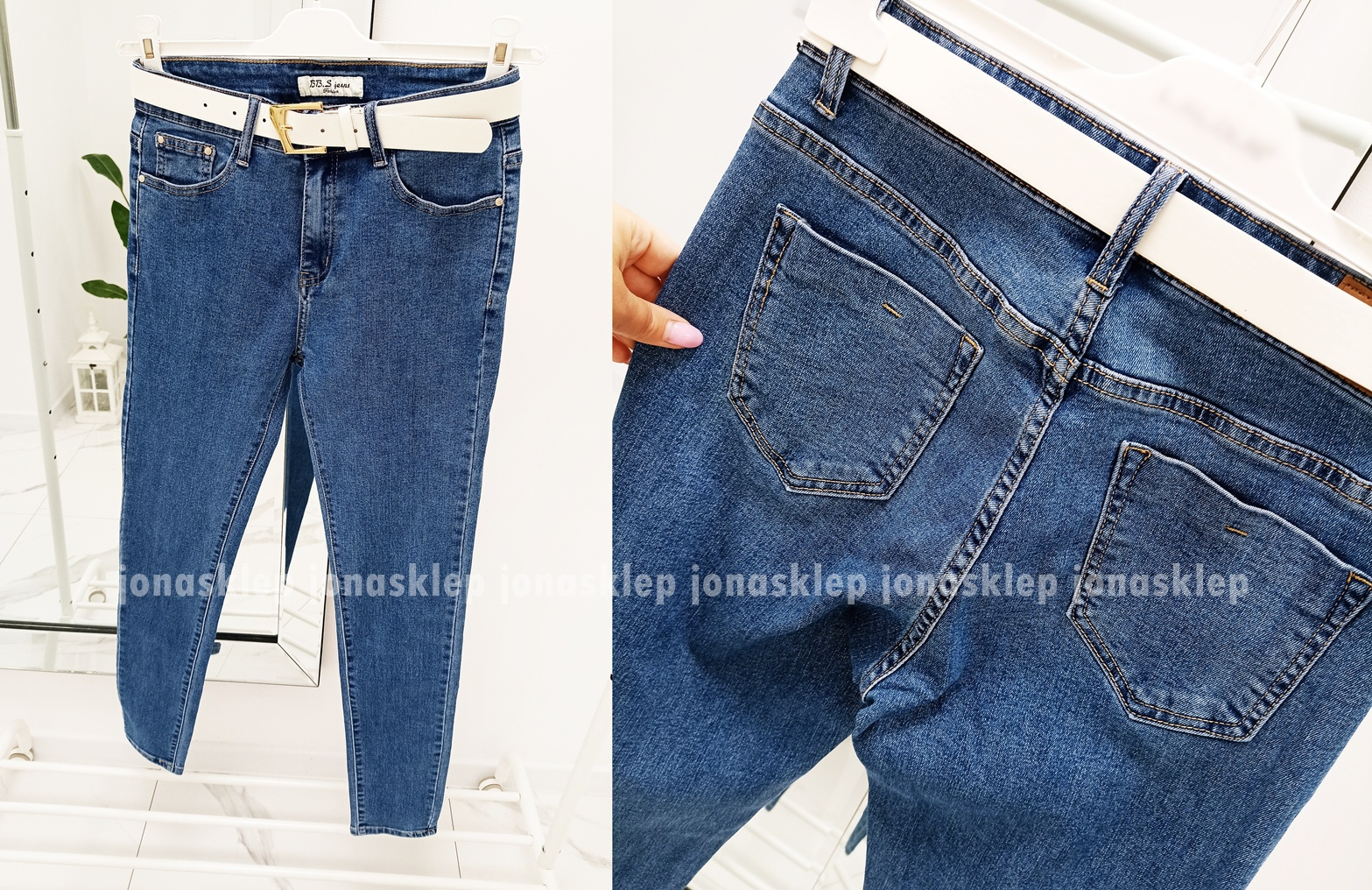 Jeansy DAMSKIE rurki push up blue PLUS SIZE