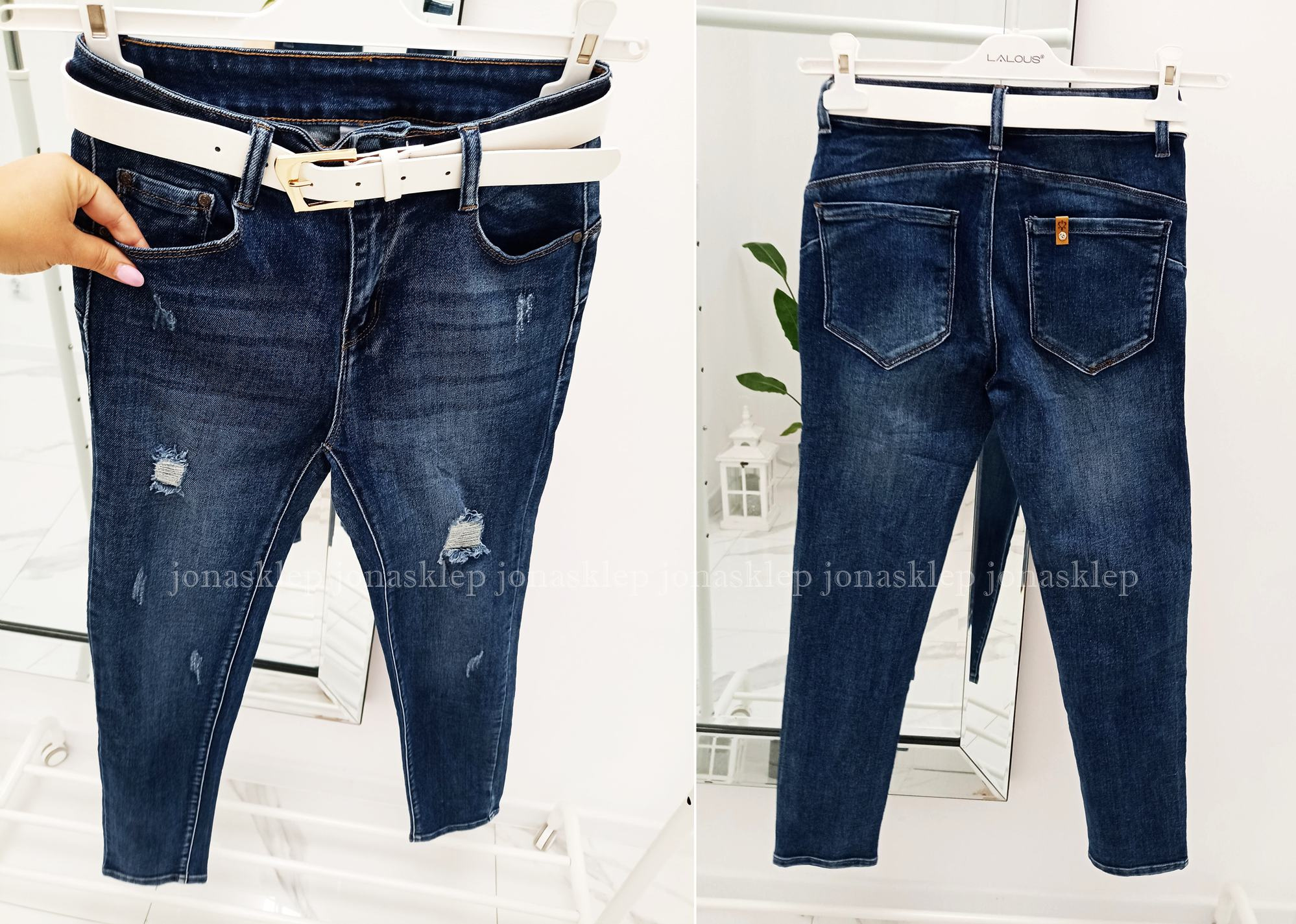 Jeansy damskie DARK dziury PLUS SIZE