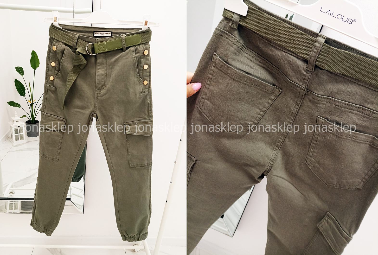 CARGO khaki BOJÓWKI guziki PASEK plus size