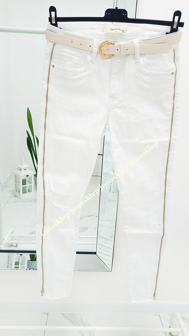 BIAŁE RURKI SLIM FIT Zamek ZIP 