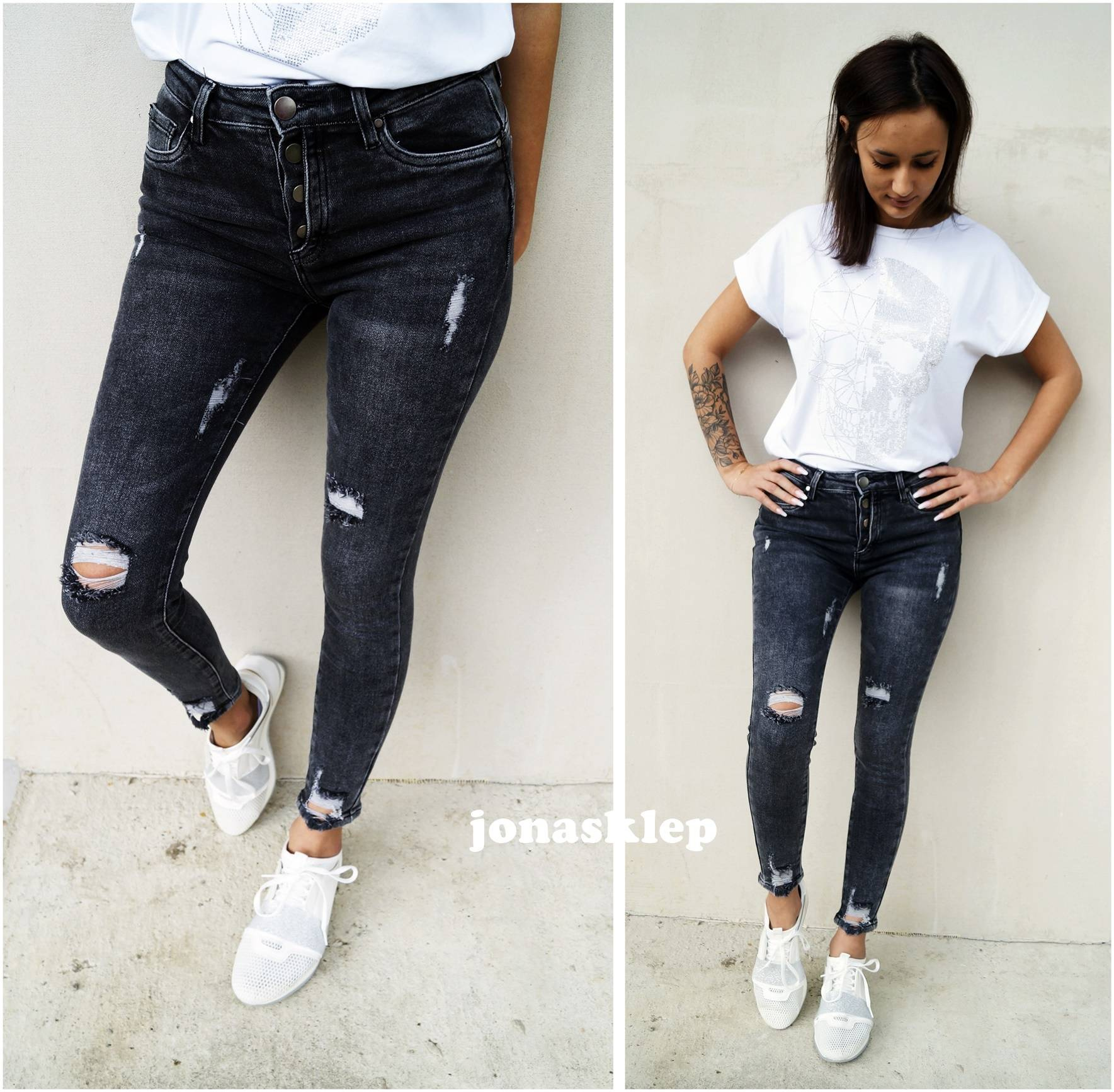 NEW zdobienia JEANS PUSH UP gray pas
